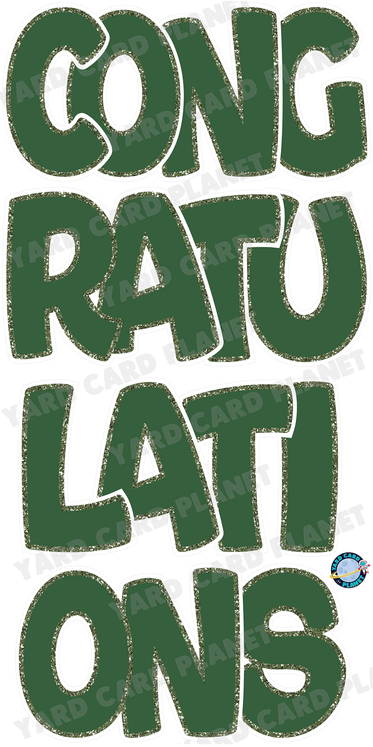 Large 23" Congratulations Yard Card EZ Quick Set in Bouncy Bold Font in Solid Colors with Glitter Trim - (Available in Multiple Colors)