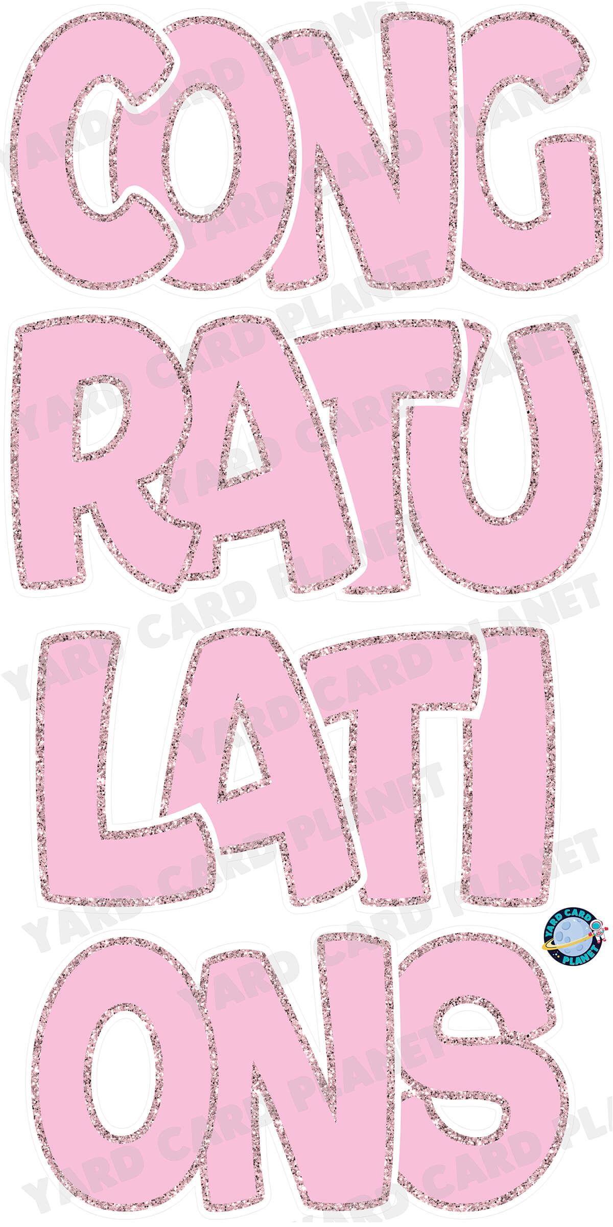 Large 23" Congratulations Yard Card EZ Quick Set in Bouncy Bold Font in Solid Colors with Glitter Trim - (Available in Multiple Colors)