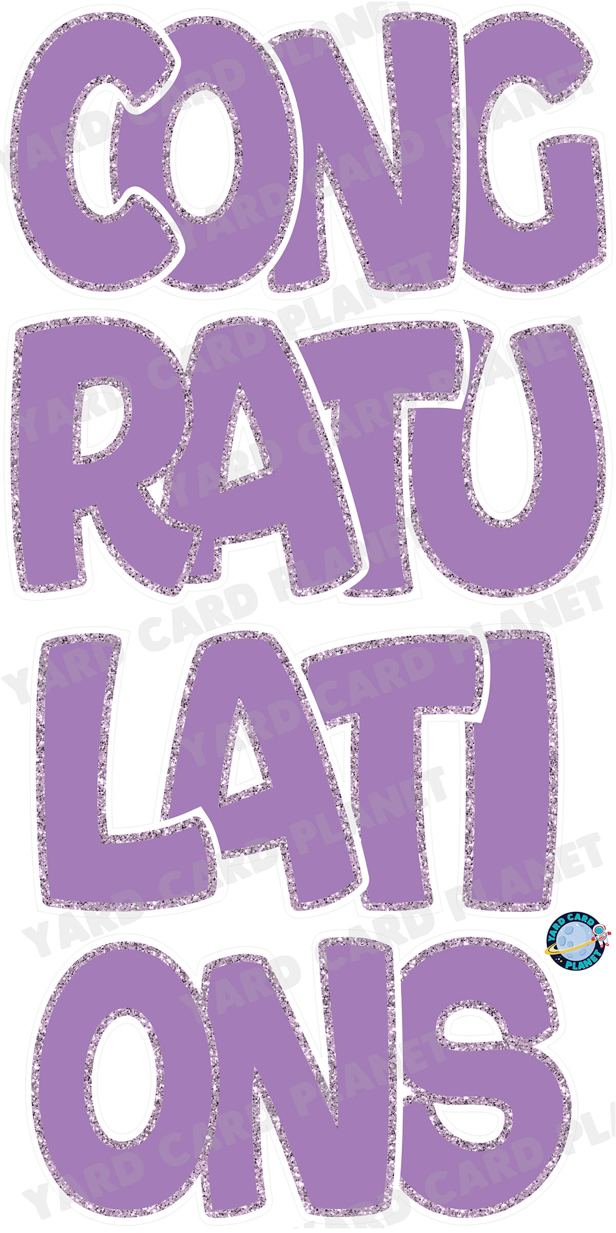 Large 23" Congratulations Yard Card EZ Quick Set in Bouncy Bold Font in Solid Colors with Glitter Trim - (Available in Multiple Colors)