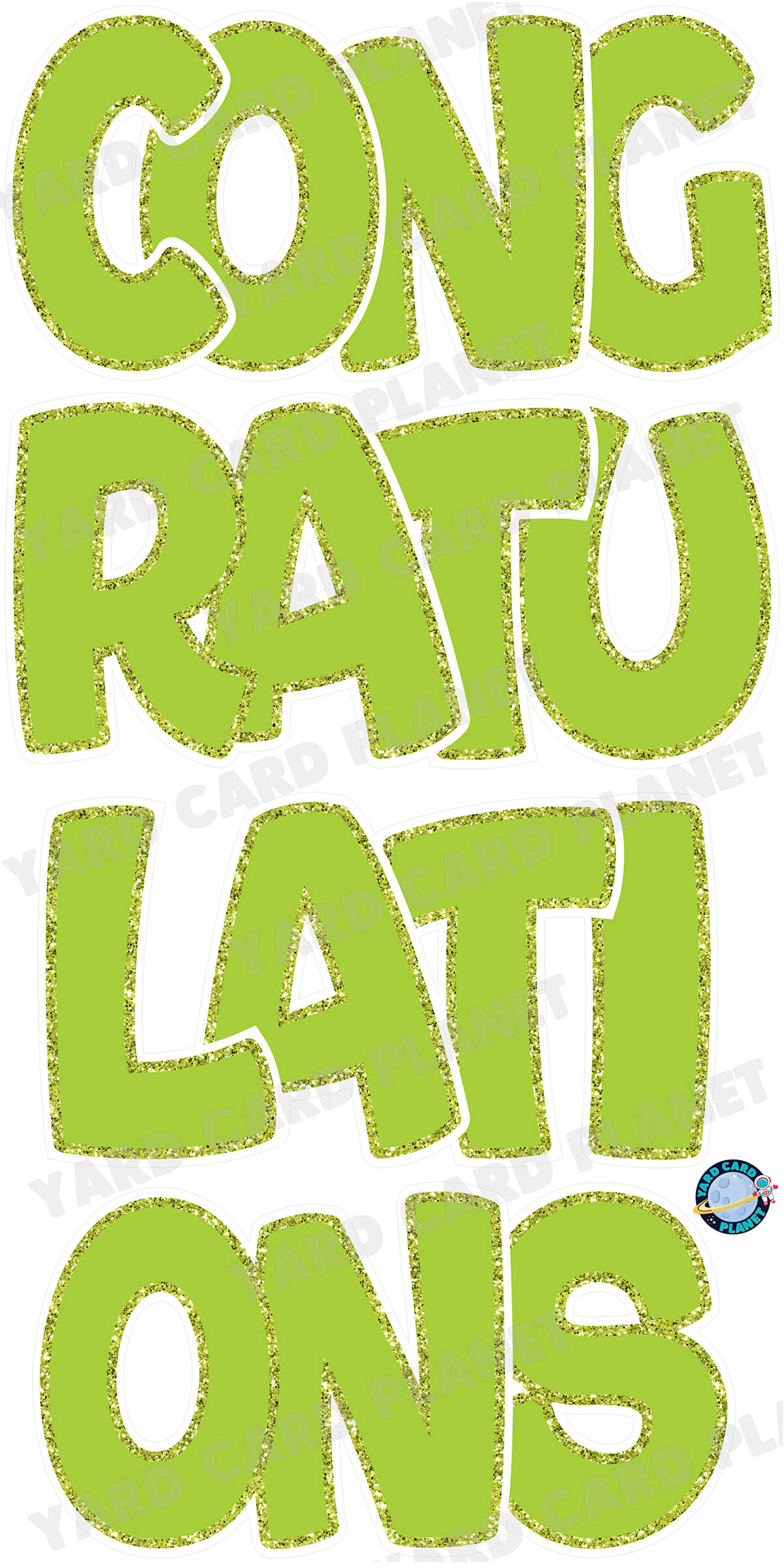 Large 23" Congratulations Yard Card EZ Quick Set in Bouncy Bold Font in Solid Colors with Glitter Trim - (Available in Multiple Colors)