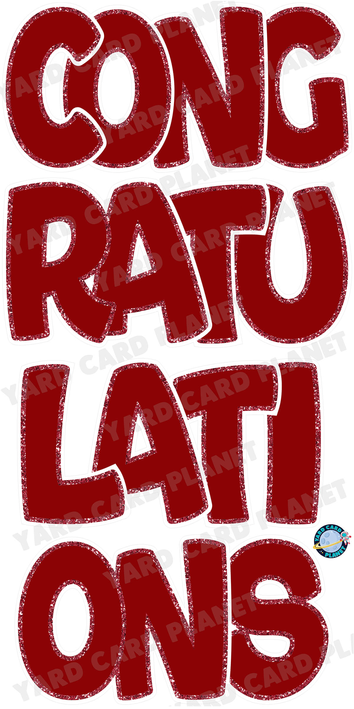 Large 23" Congratulations Yard Card EZ Quick Set in Bouncy Bold Font in Solid Colors with Glitter Trim - (Available in Multiple Colors)