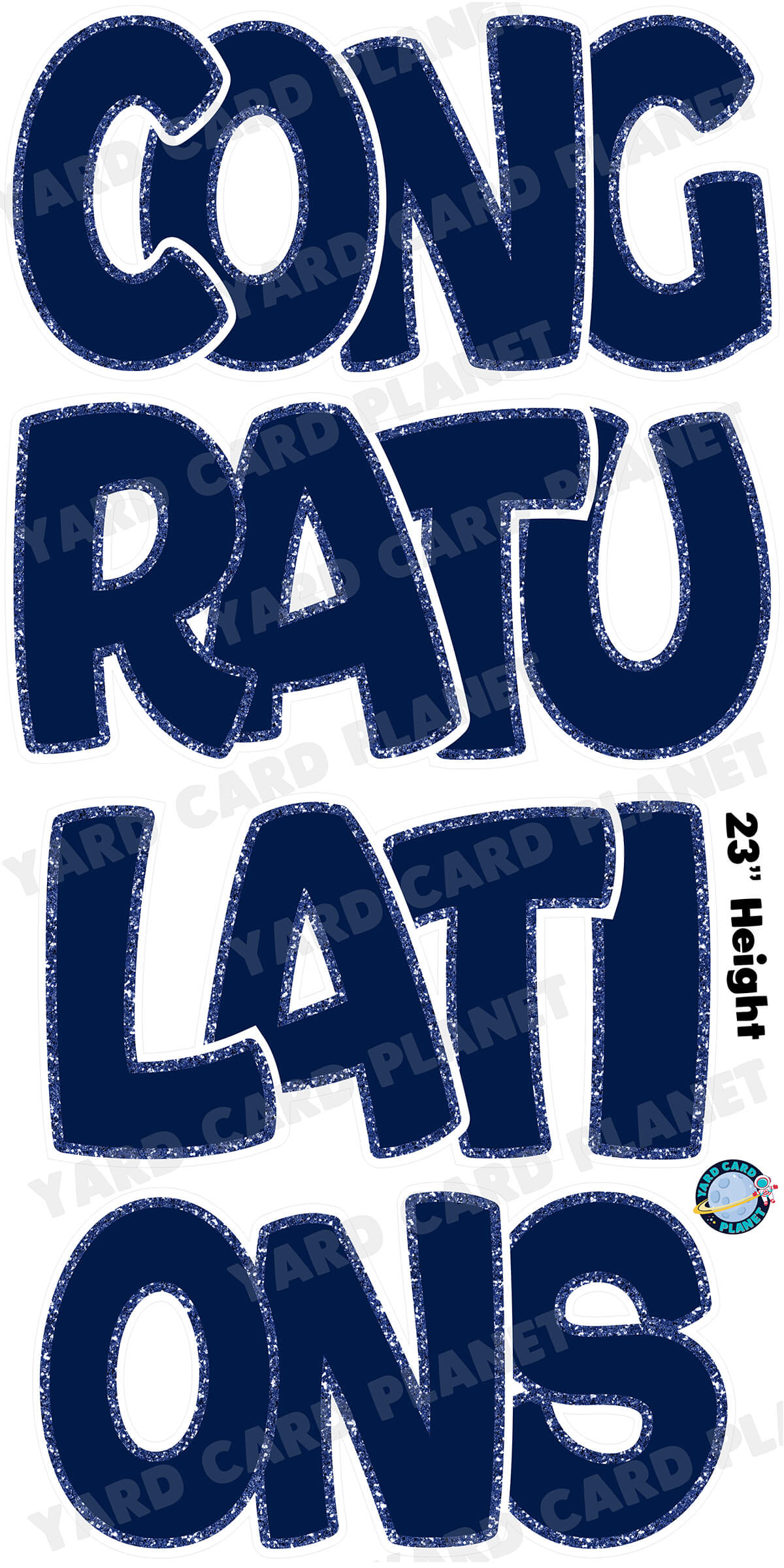 Large 23" Congratulations Yard Card EZ Quick Set in Bouncy Bold Font in Solid Colors with Glitter Trim - (Available in Multiple Colors)