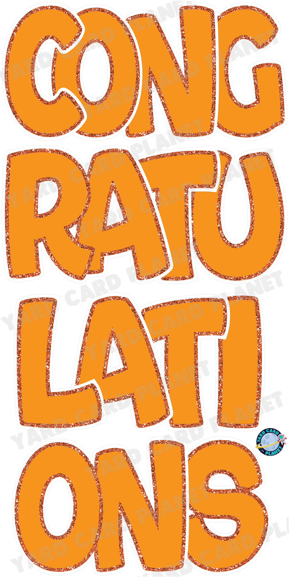 Large 23" Congratulations Yard Card EZ Quick Set in Bouncy Bold Font in Solid Colors with Glitter Trim - (Available in Multiple Colors)