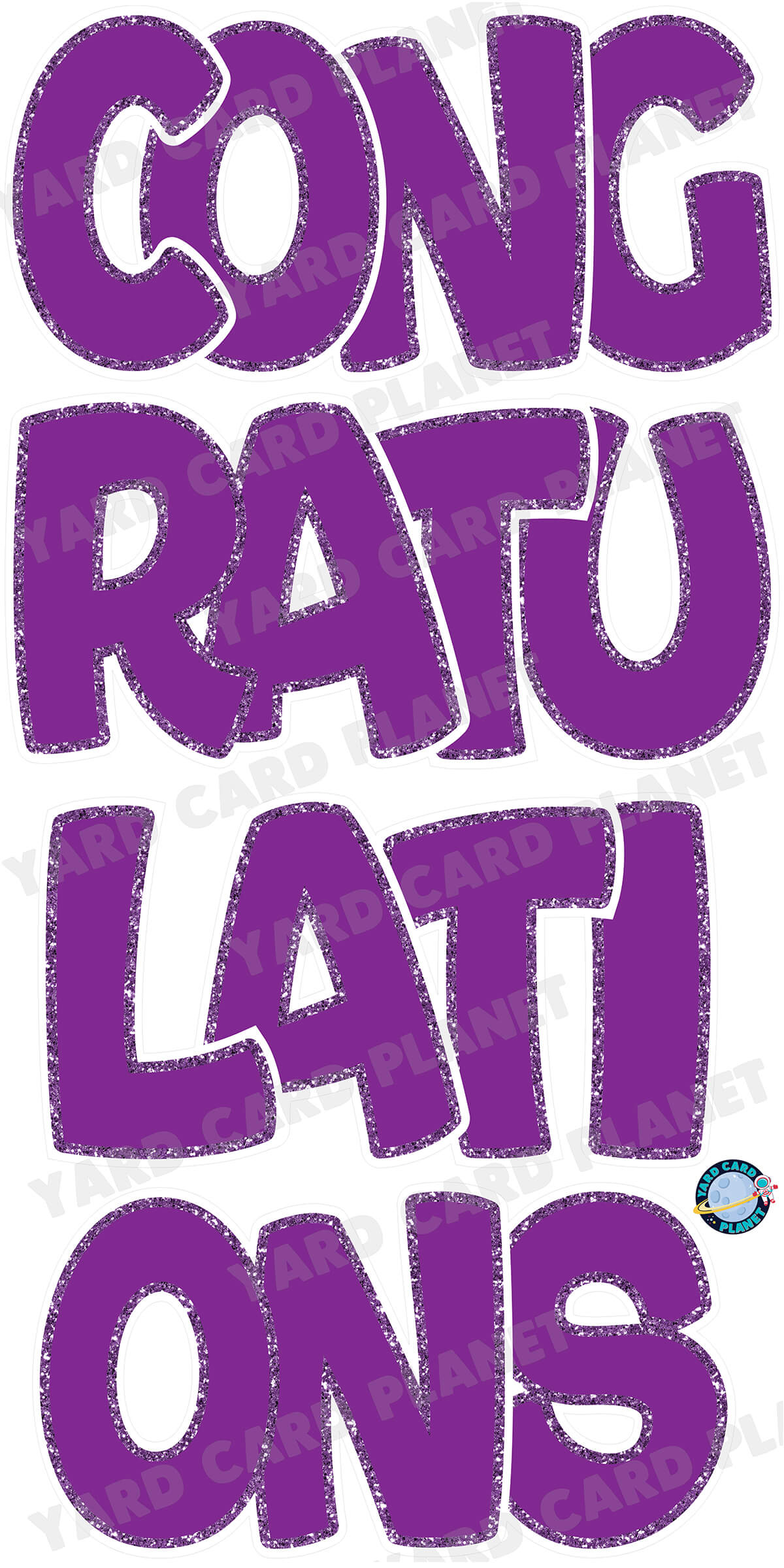 Large 23" Congratulations Yard Card EZ Quick Set in Bouncy Bold Font in Solid Colors with Glitter Trim - (Available in Multiple Colors)