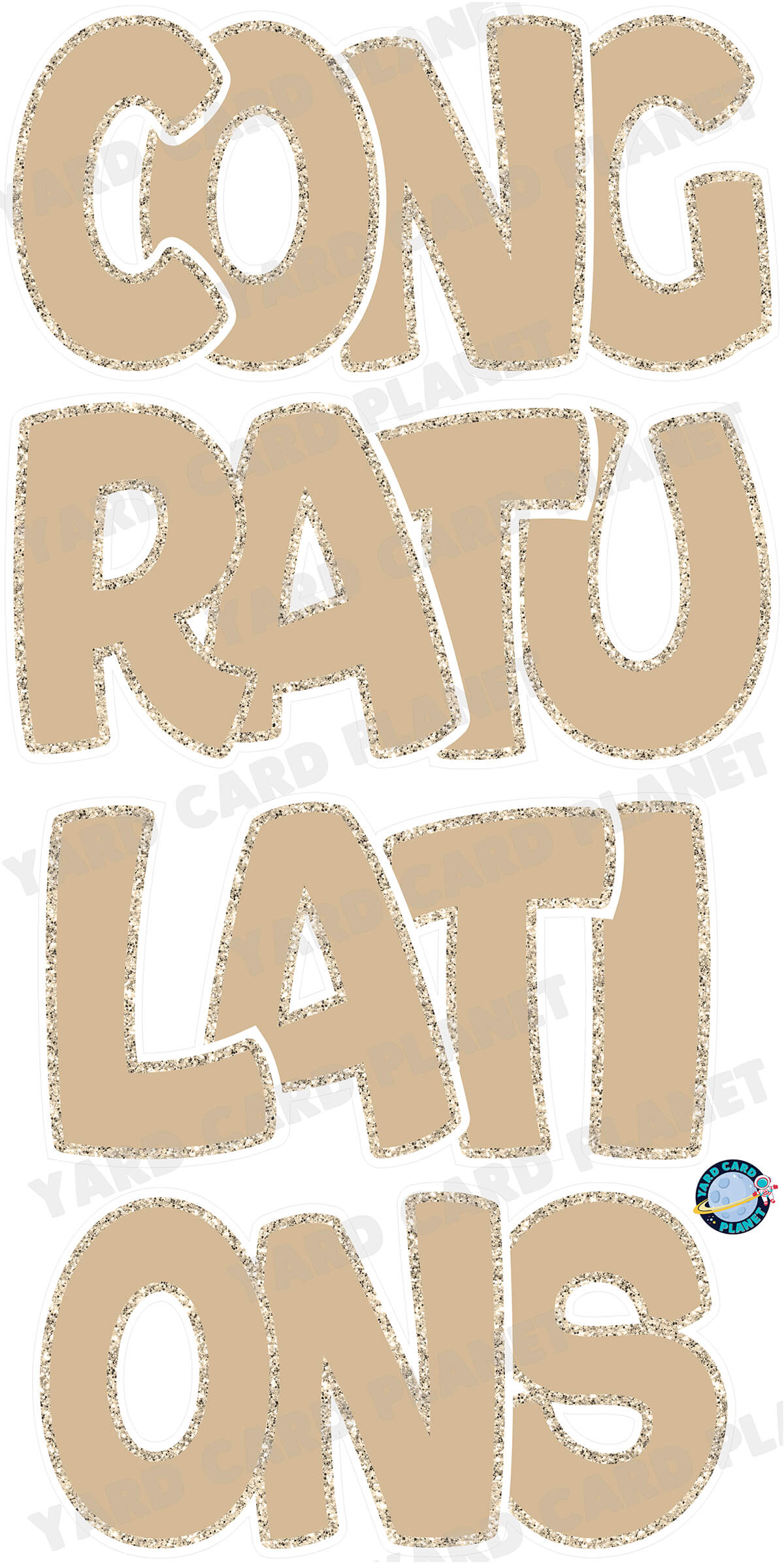 Large 23" Congratulations Yard Card EZ Quick Set in Bouncy Bold Font in Solid Colors with Glitter Trim - (Available in Multiple Colors)