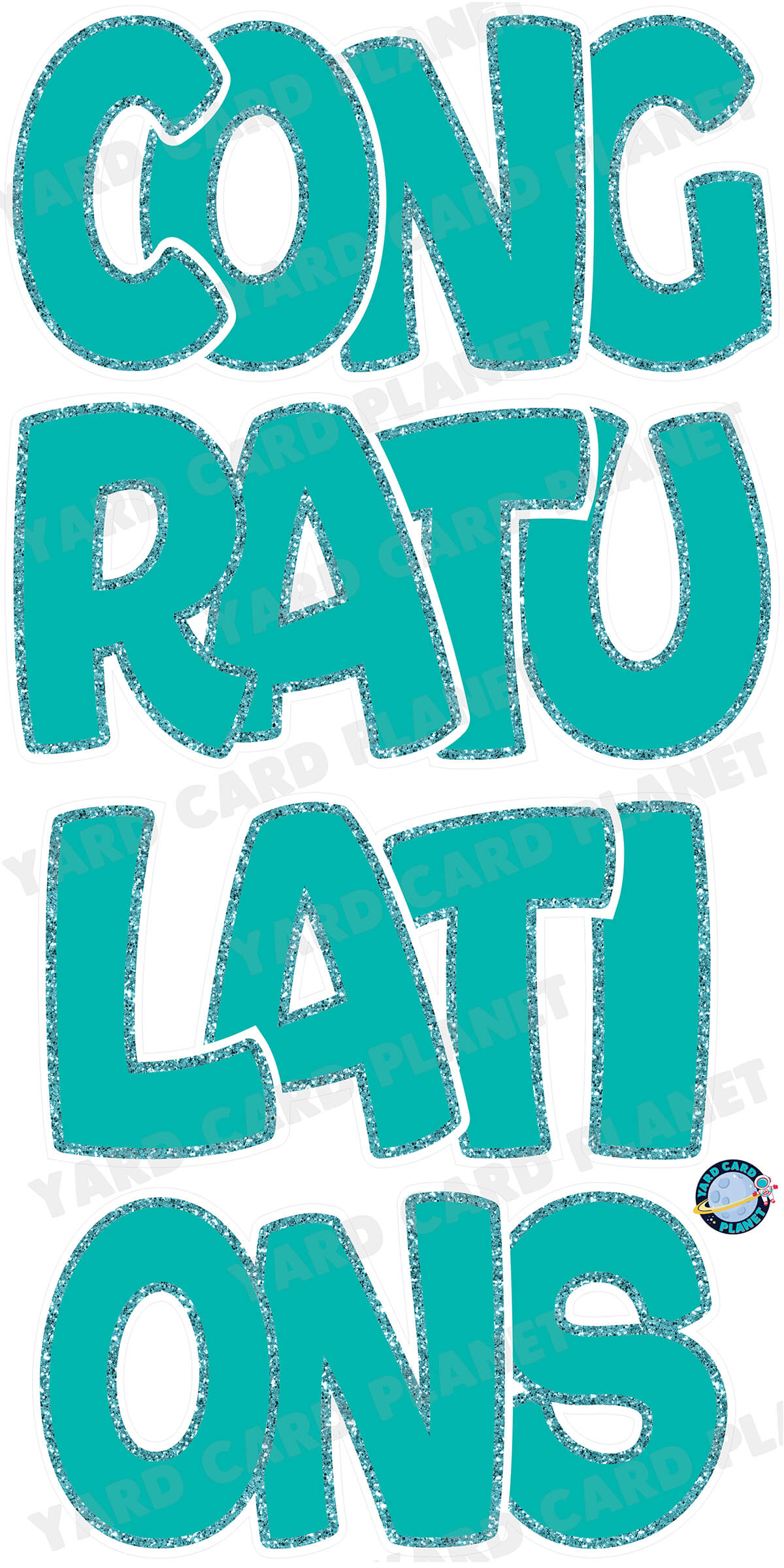 Large 23" Congratulations Yard Card EZ Quick Set in Bouncy Bold Font in Solid Colors with Glitter Trim - (Available in Multiple Colors)