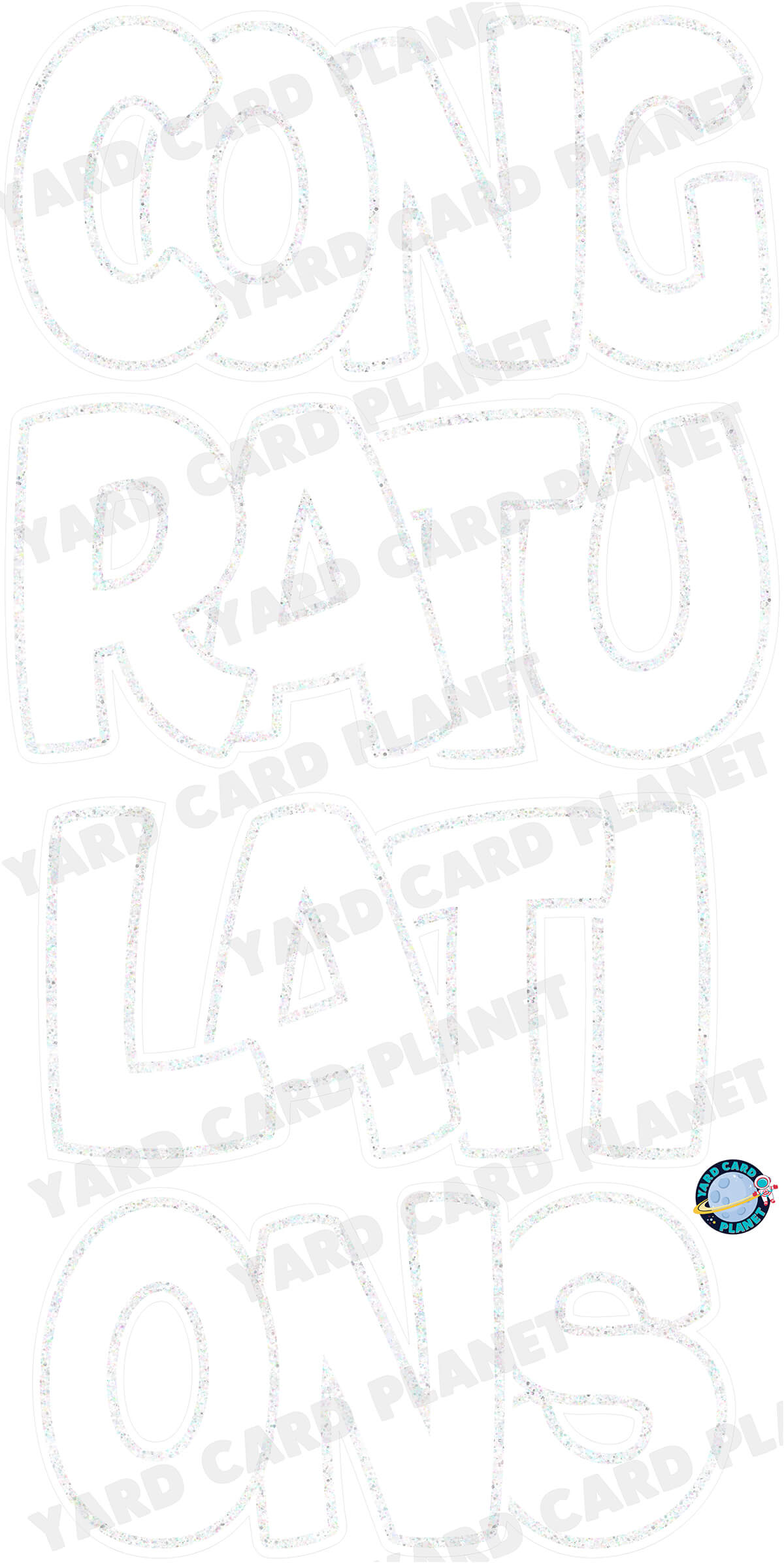 Large 23" Congratulations Yard Card EZ Quick Set in Bouncy Bold Font in Solid Colors with Glitter Trim - (Available in Multiple Colors)