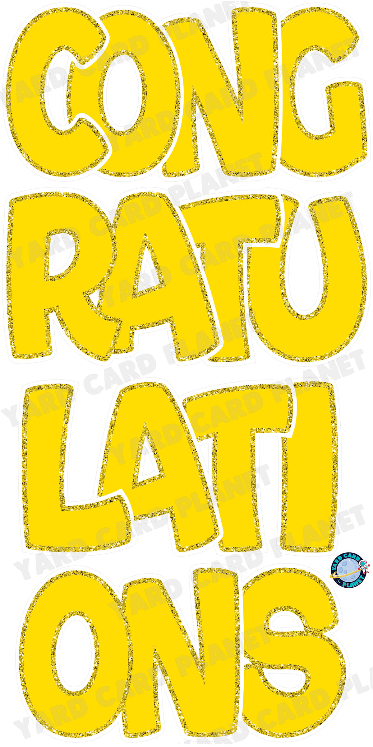 Large 23" Congratulations Yard Card EZ Quick Set in Bouncy Bold Font in Solid Colors with Glitter Trim - (Available in Multiple Colors)