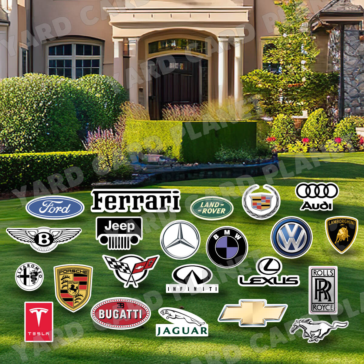 Auto Maker Logos Yard Card Flair Set
