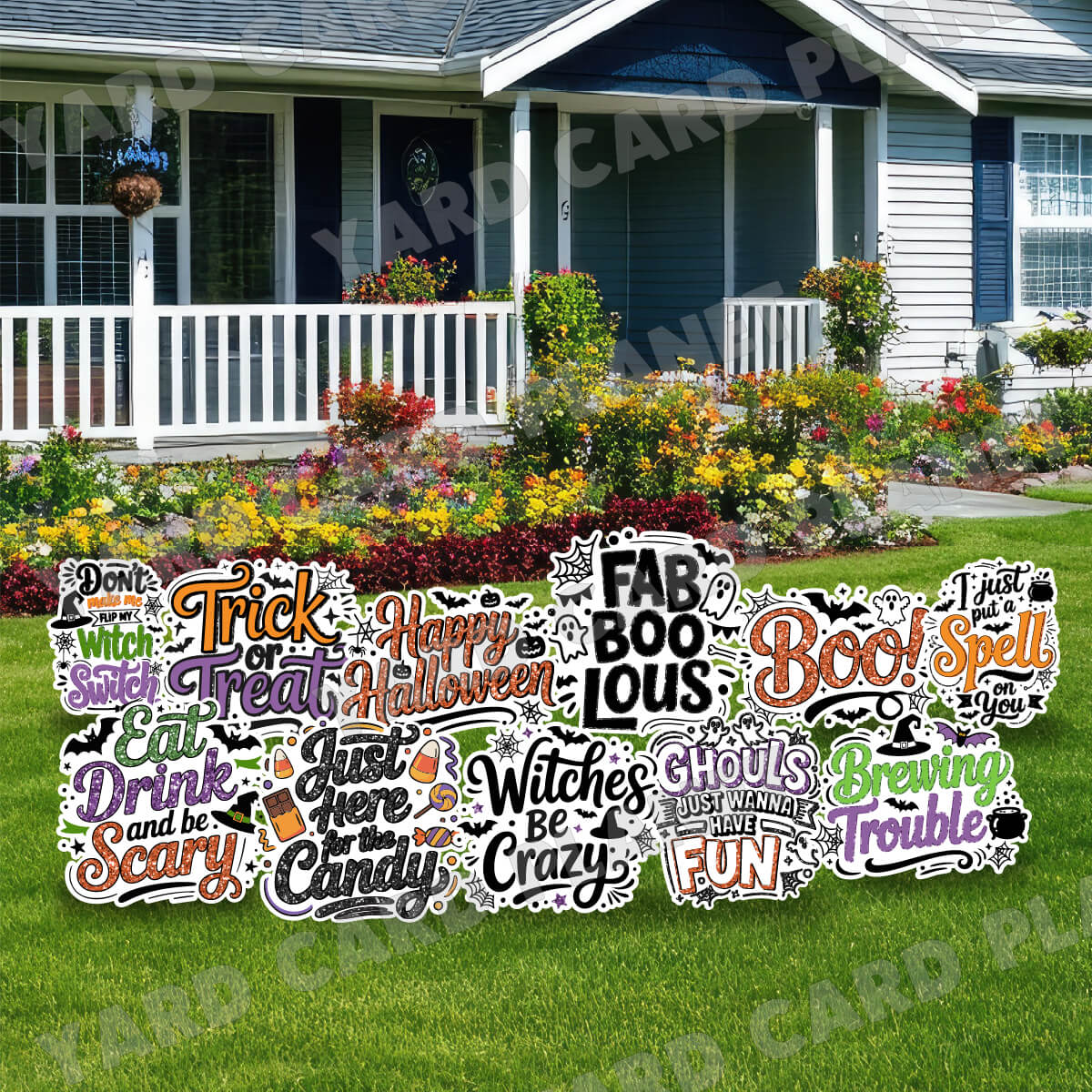 Glitter Pattern Humorous Halloween EZ Quick Signs Yard Card Set