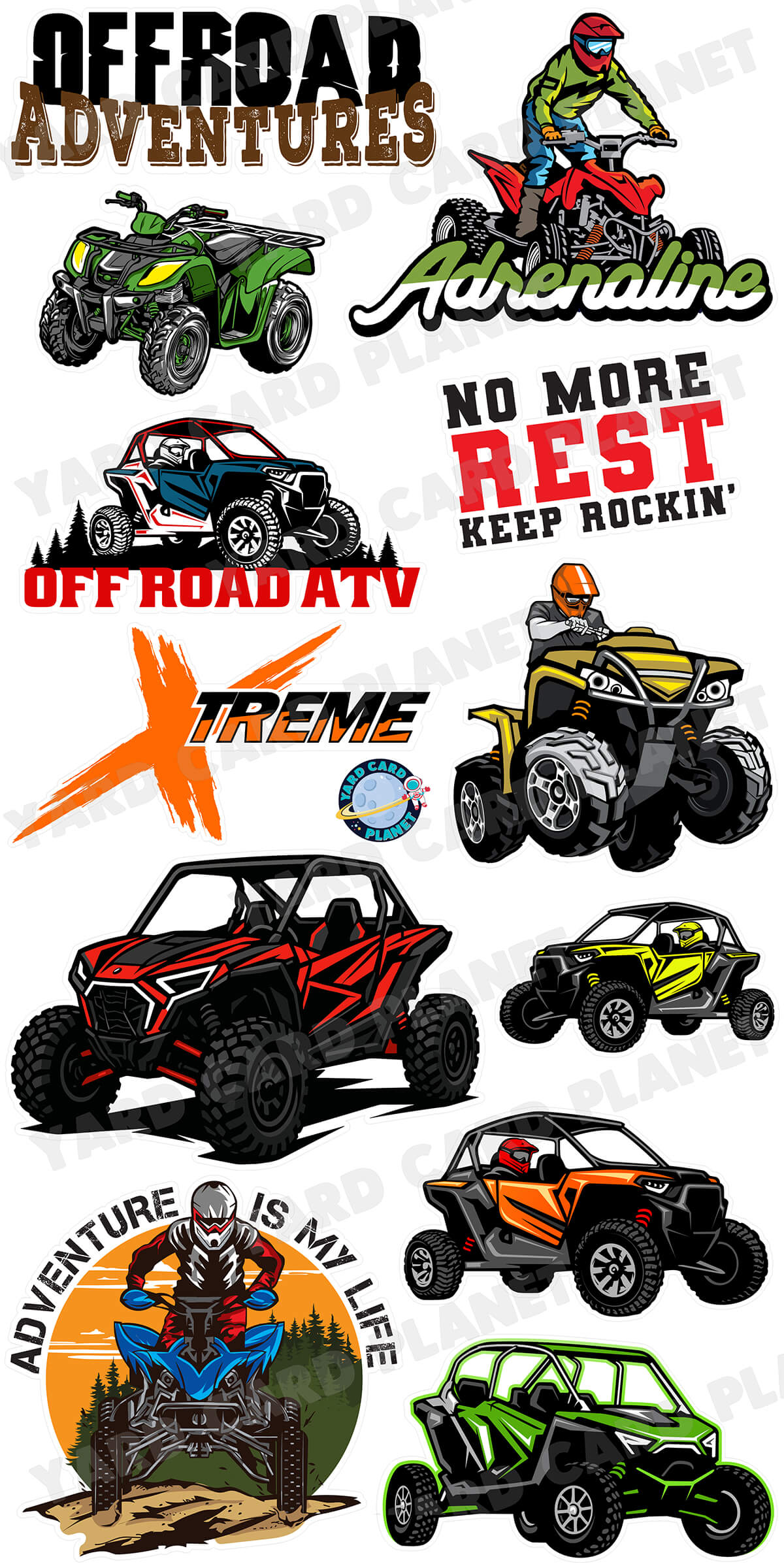 Off-Road Vehicles Yard Card Flair Set
