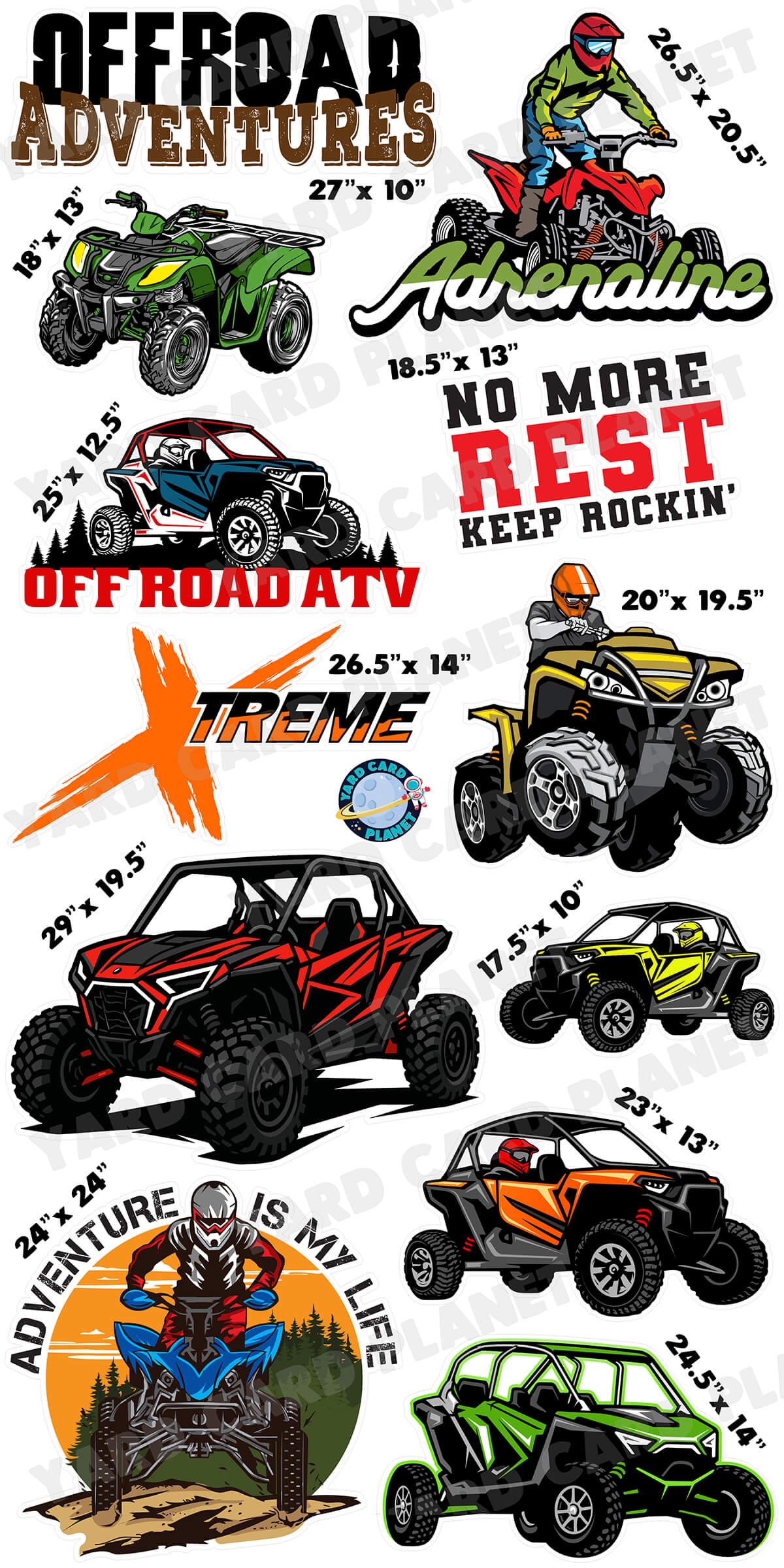 Off-Road Vehicles Yard Card Flair Set