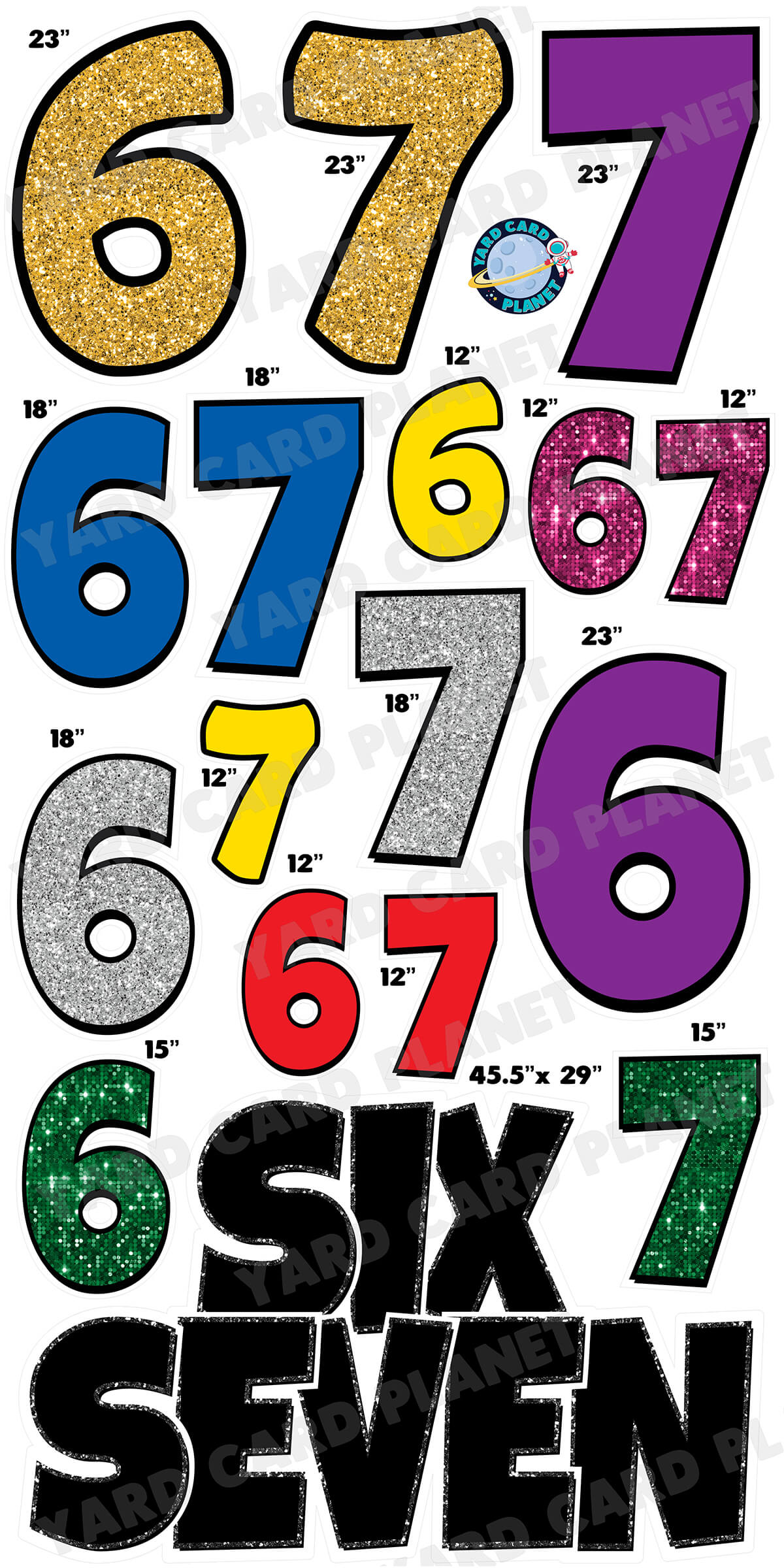 SIX SEVEN "6 7" EZ Quick Sign and Yard Card Flair Set