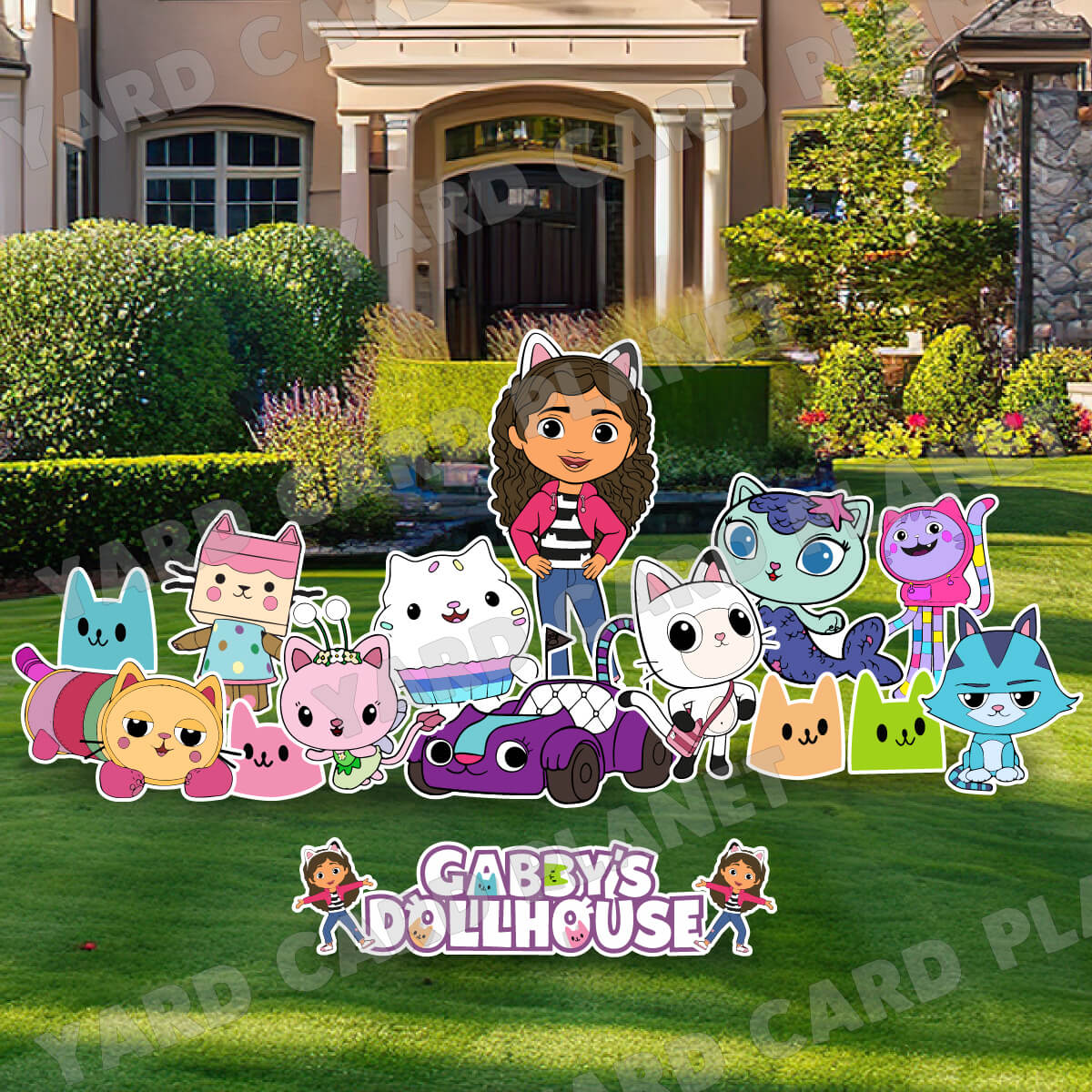 Magical Kitty Dollhouse Yard Card Flair Set
