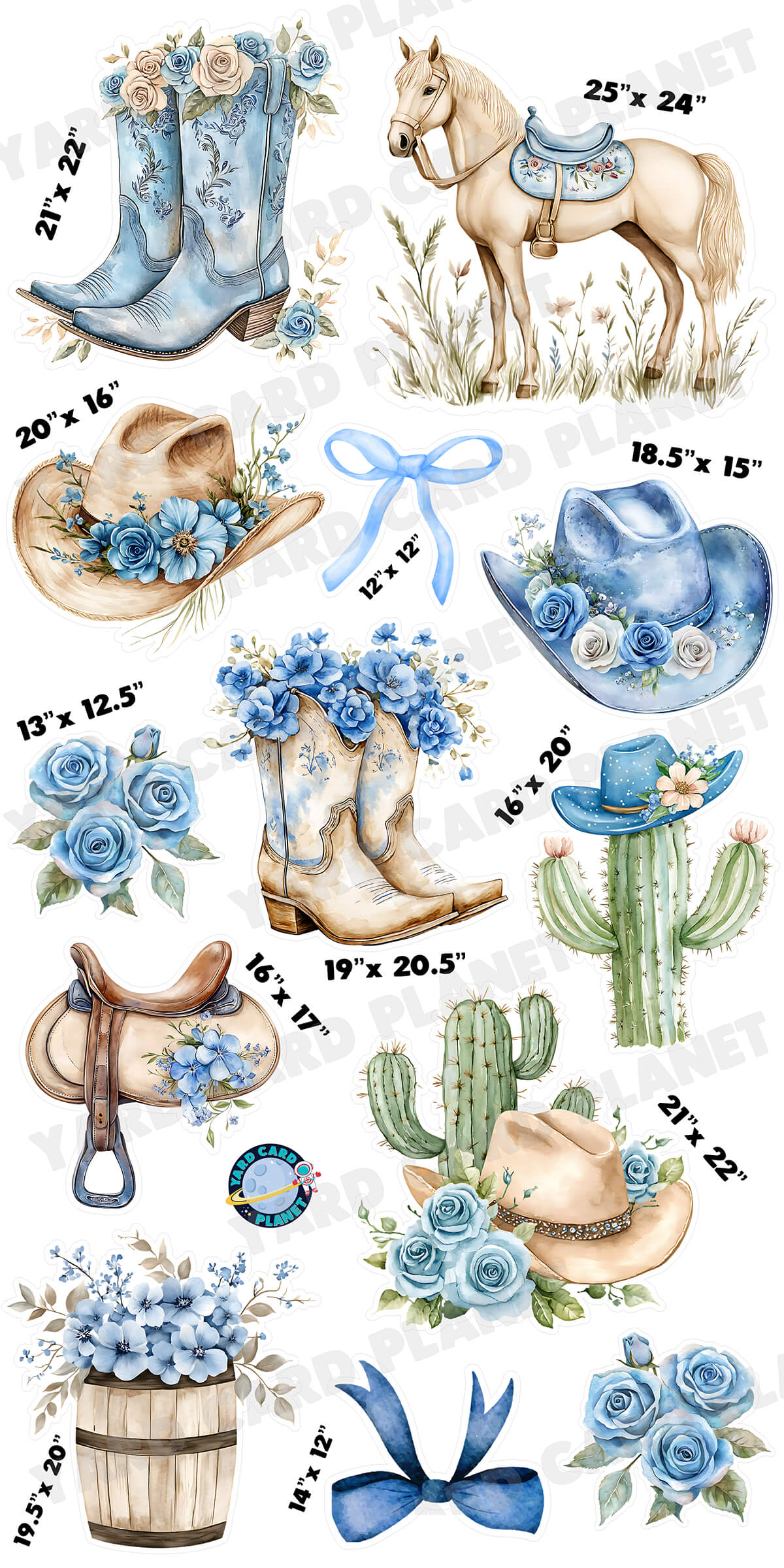 Cowgirl Chic Yard Card Flair Set