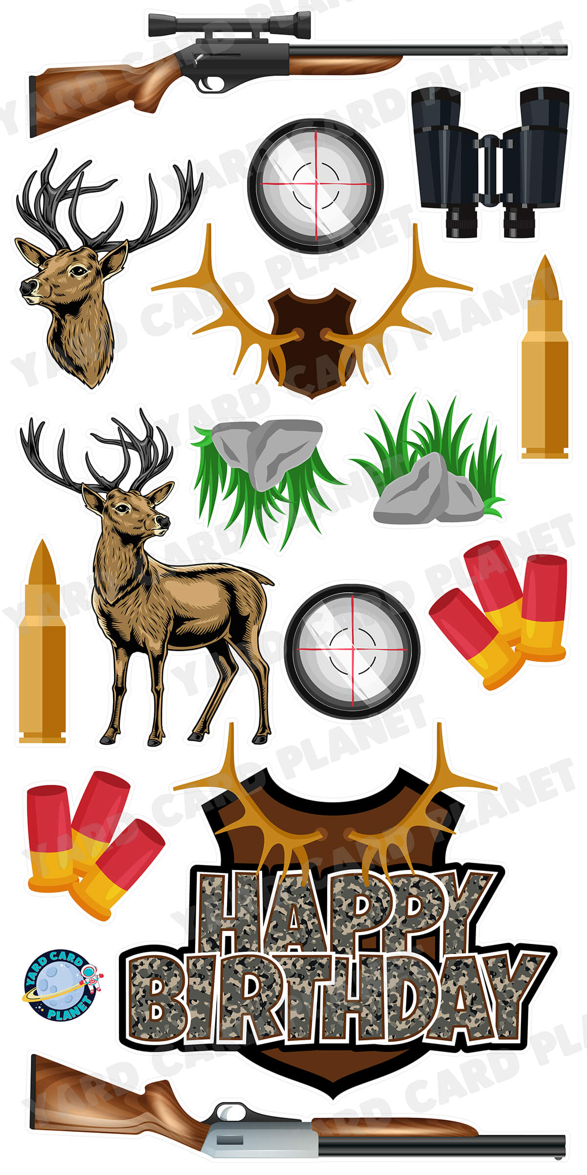 Happy Birthday Hunting EZ Quick Sign & Yard Card Flair Set