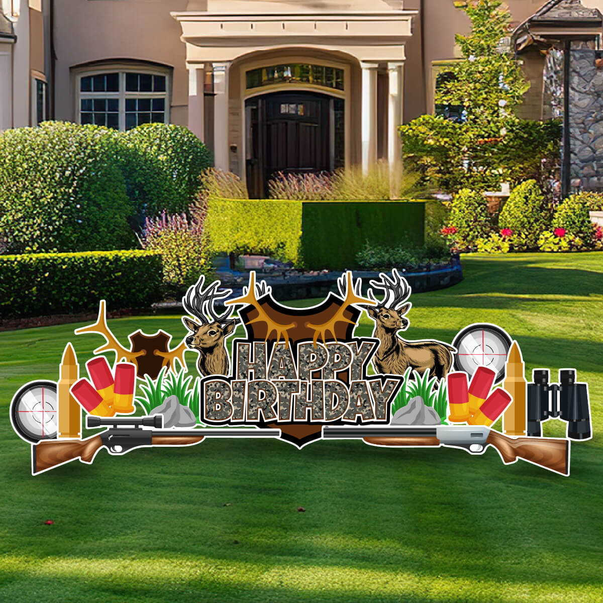 Happy Birthday Hunting EZ Quick Sign & Yard Card Flair Set