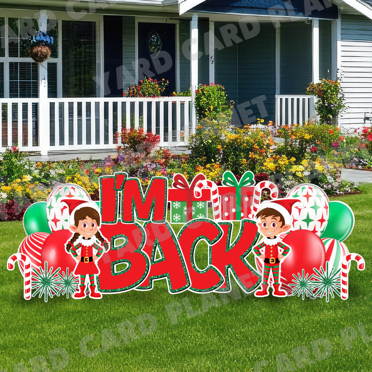 Elf on the Shelf I'm Back EZ Quick Sign and Yard Card Flair Set