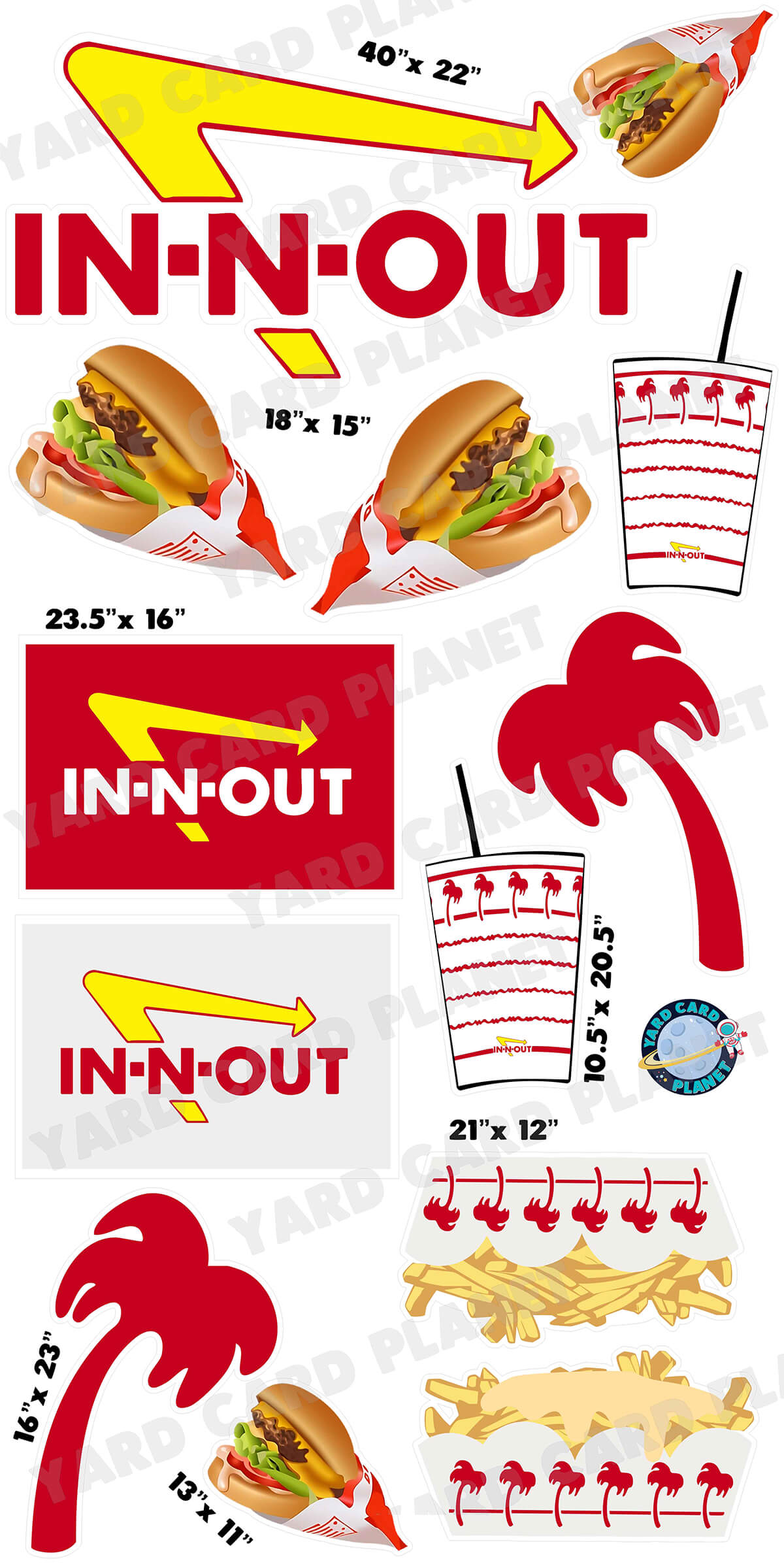 West Coast Burger and Fries Yard Card Flair Set