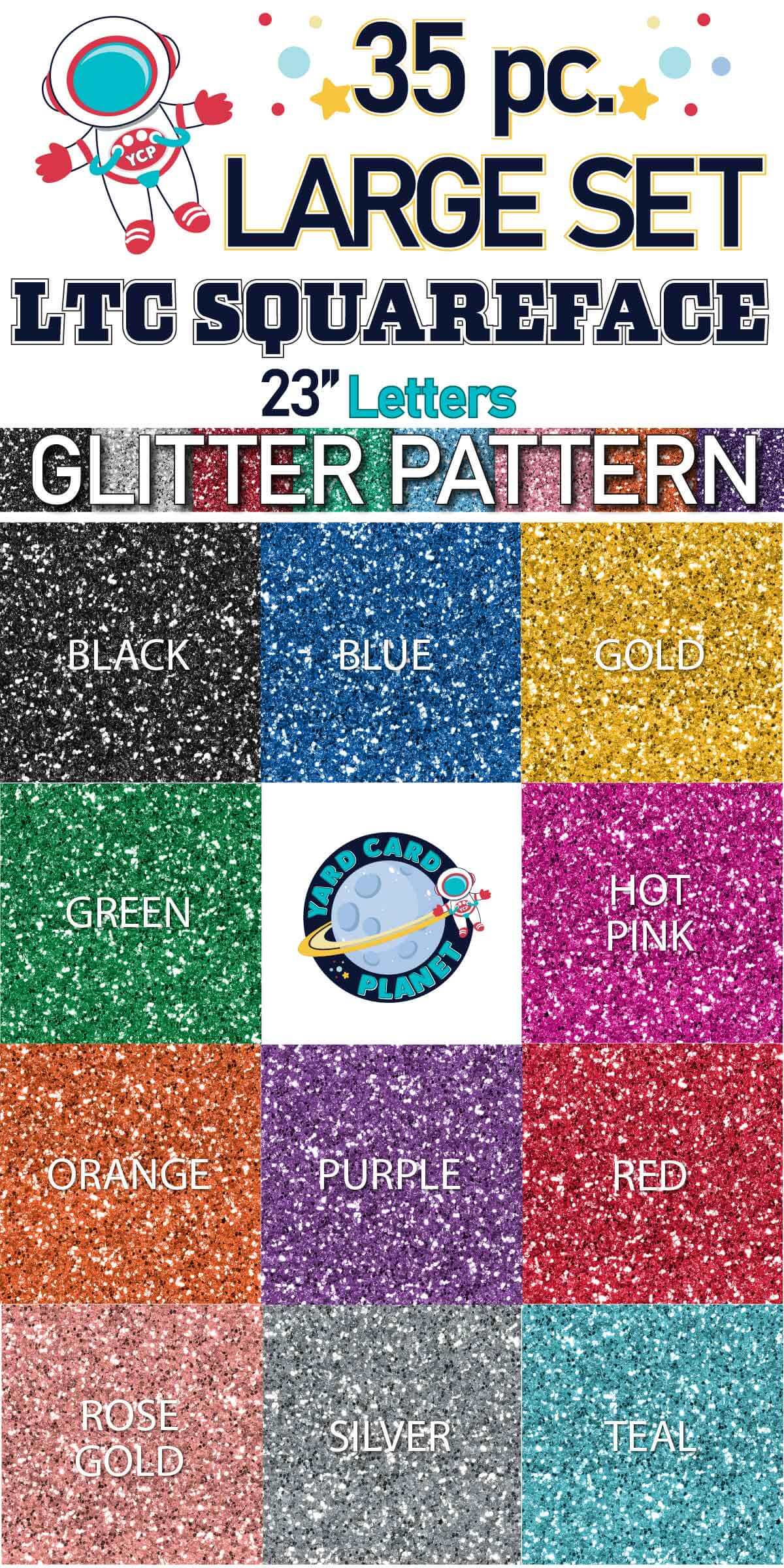 23" LTC Squareface 35 pc. Large Letter Set in Glitter Pattern