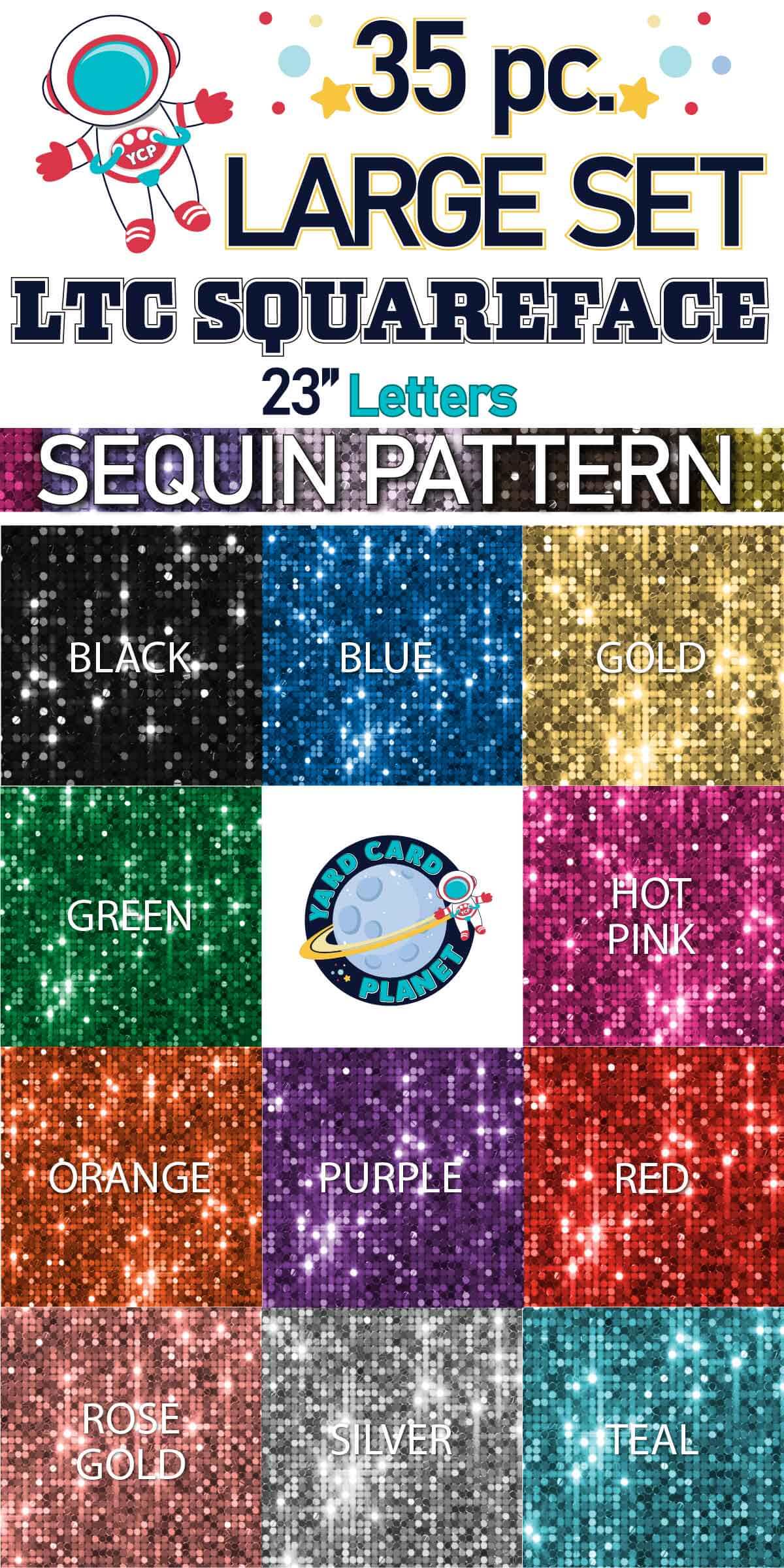 23" LTC Squareface 35 pc. Large Letter Set in Sequin Pattern