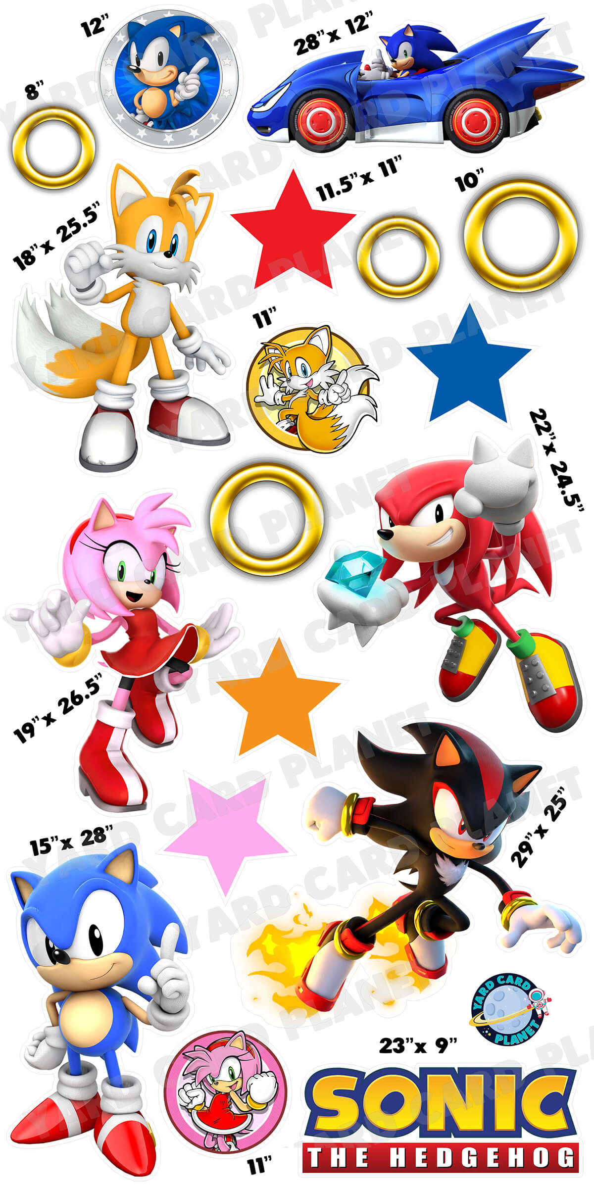Speedy Blue Hedgehog and Friends Yard Card Flair Set