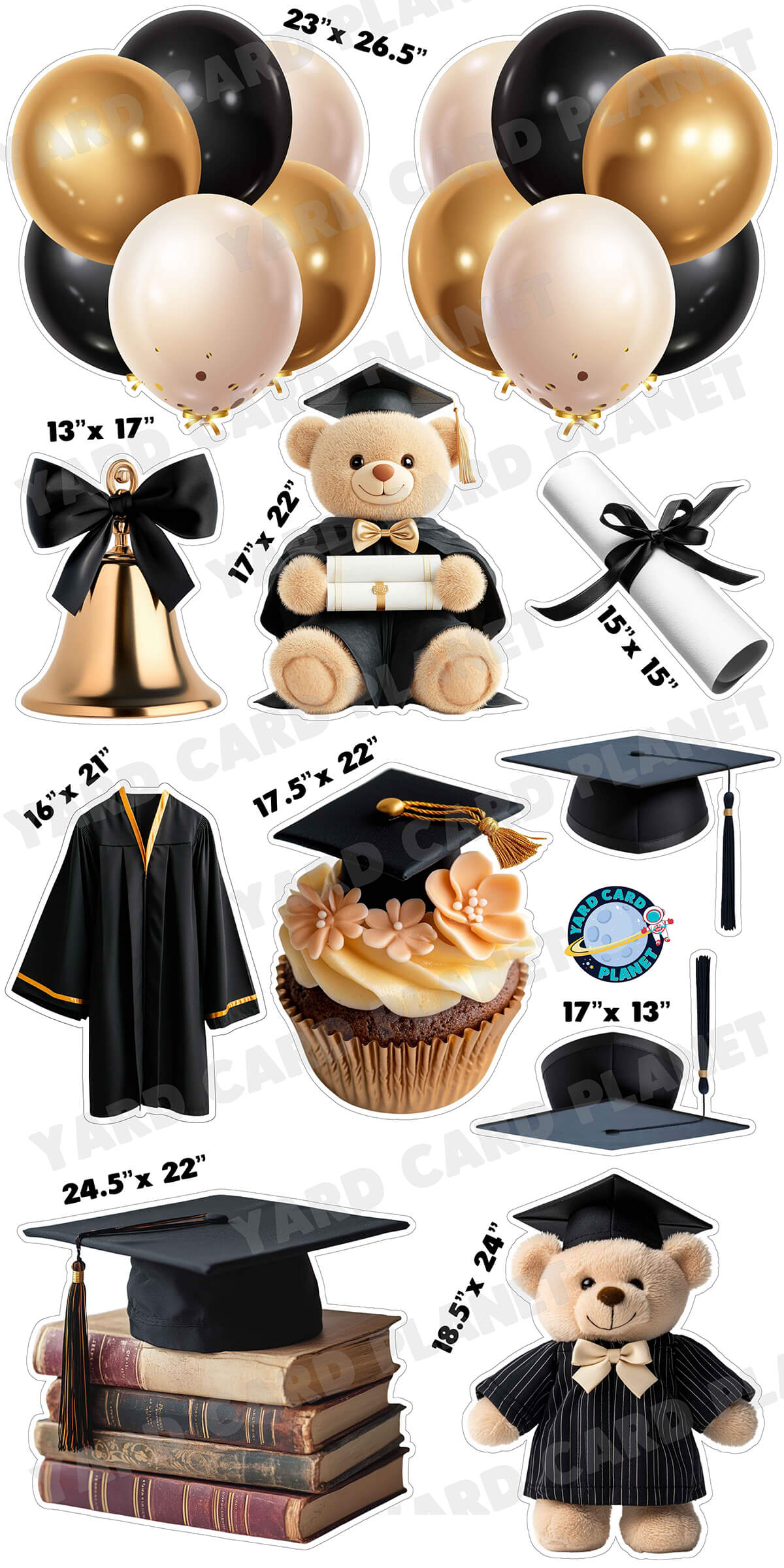 Realistic Graduation Yard Card Flair Set