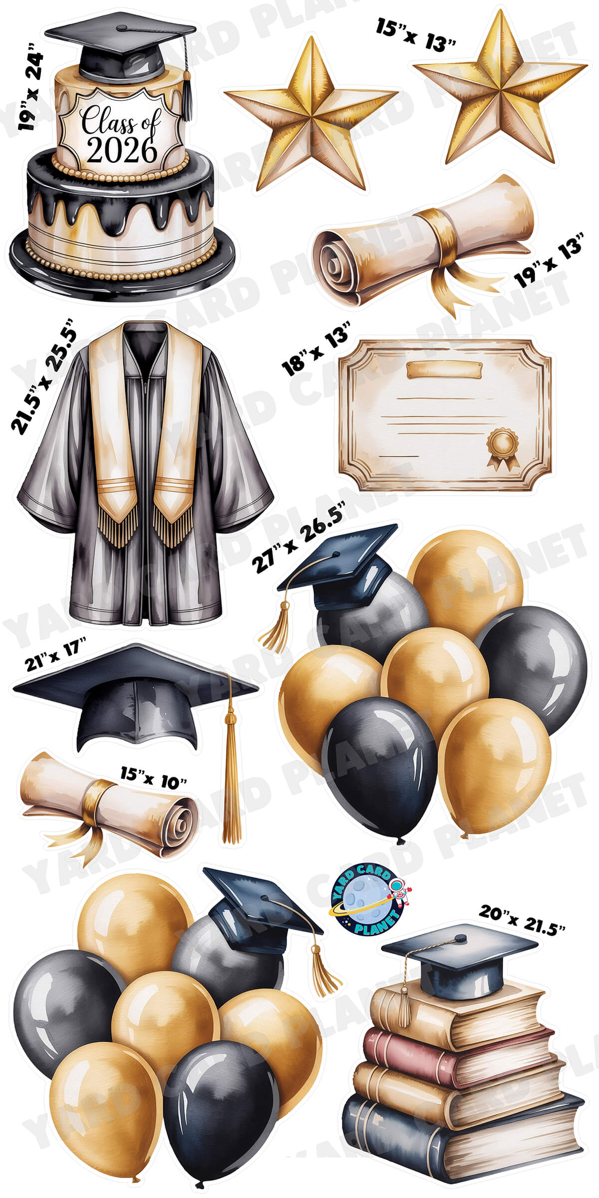 Elegant Graduation Watercolor Yard Card Flair Set