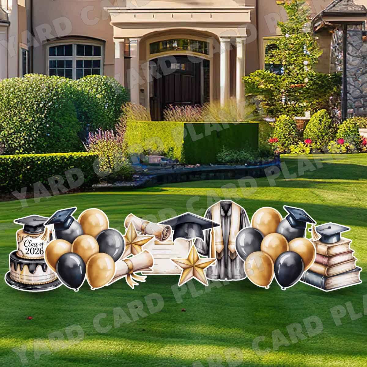 Elegant Graduation Watercolor Yard Card Flair Set