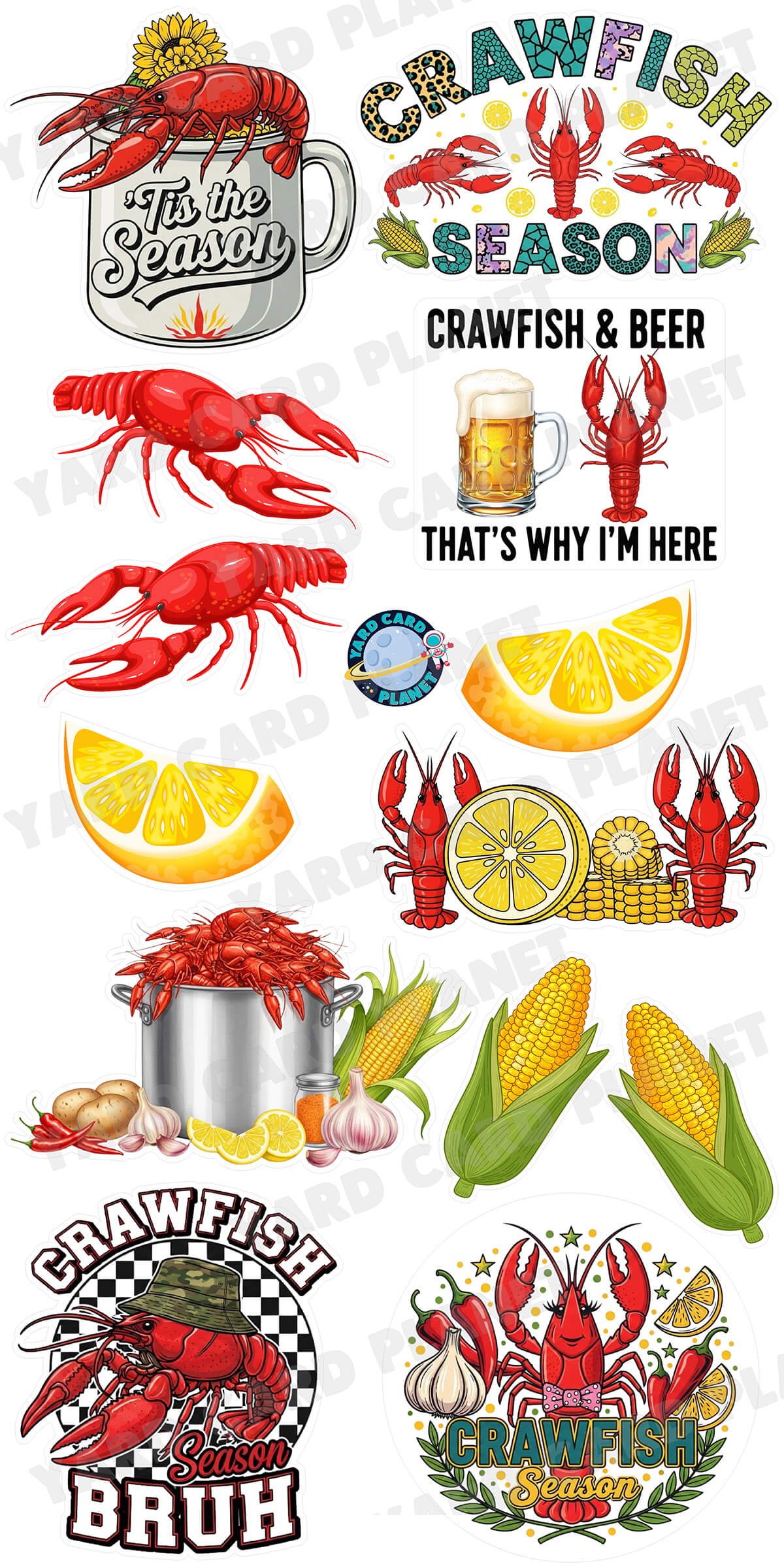 Crawfish Season Yard Card Flair Set