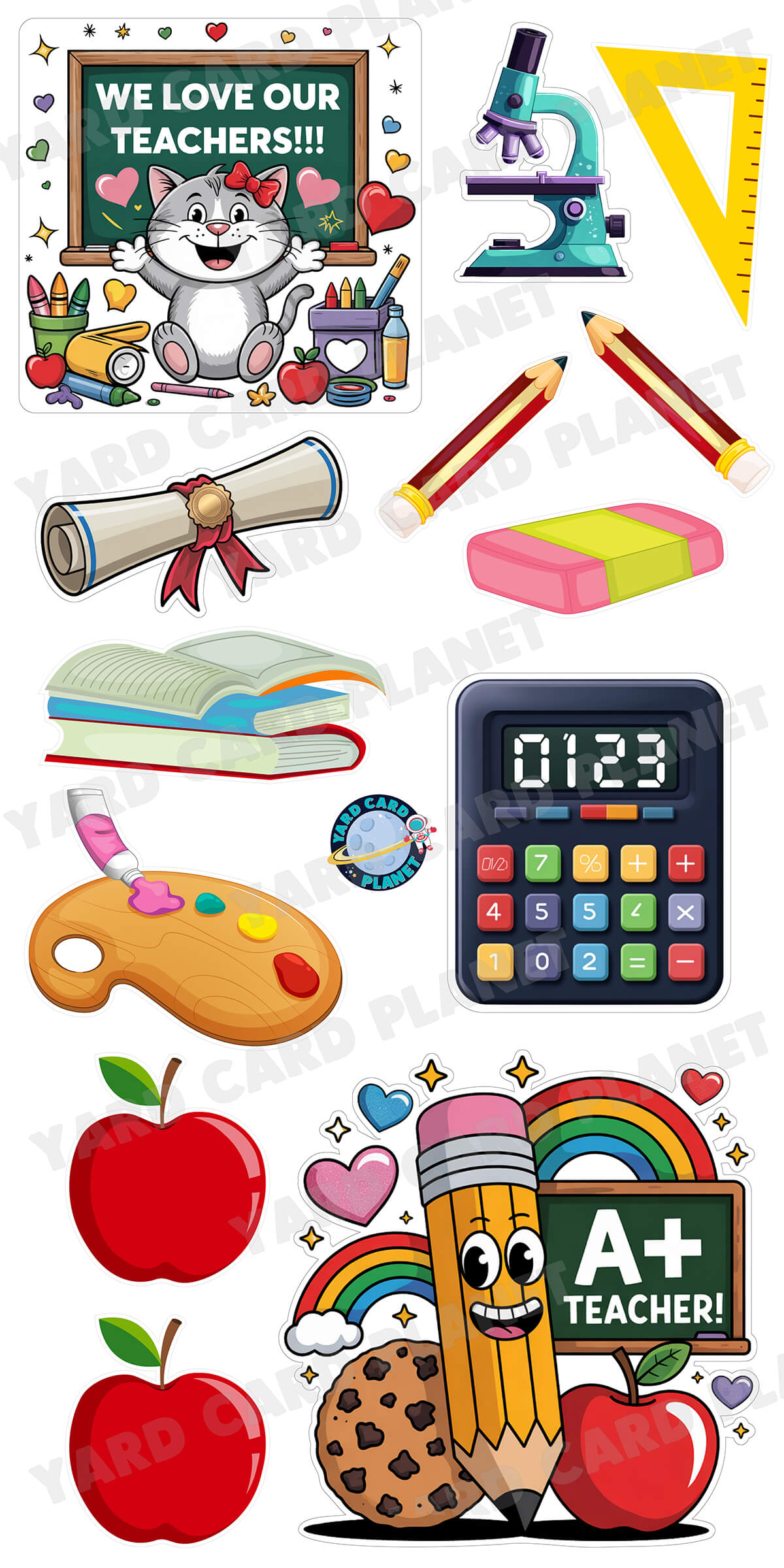We Love Our Teachers A+ Yard Card Flair Set