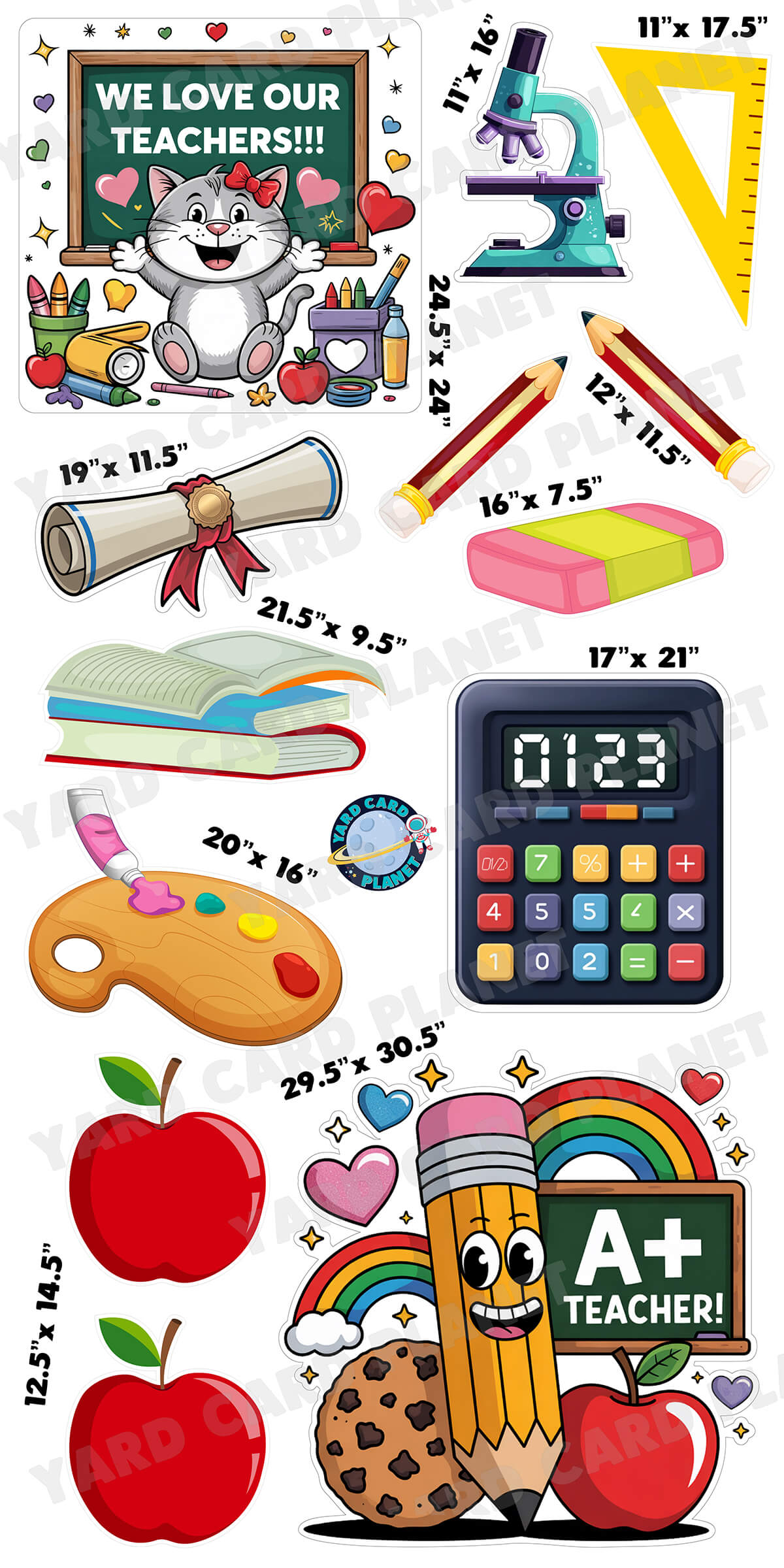 We Love Our Teachers A+ Yard Card Flair Set