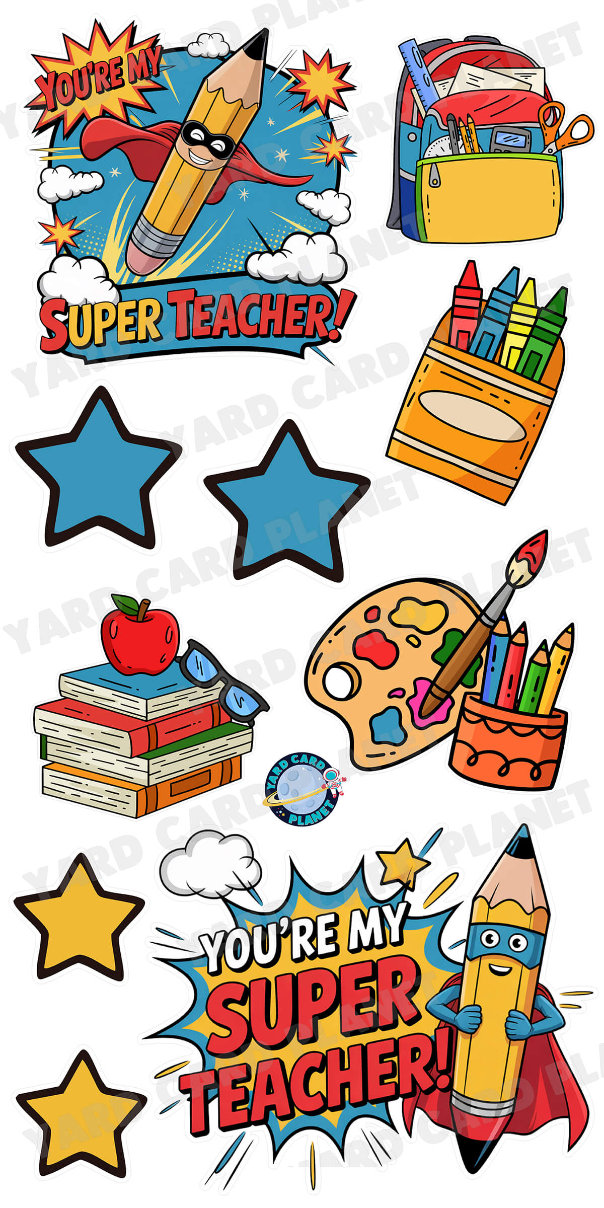 Super Teacher Sign and Yard Card Flair Set