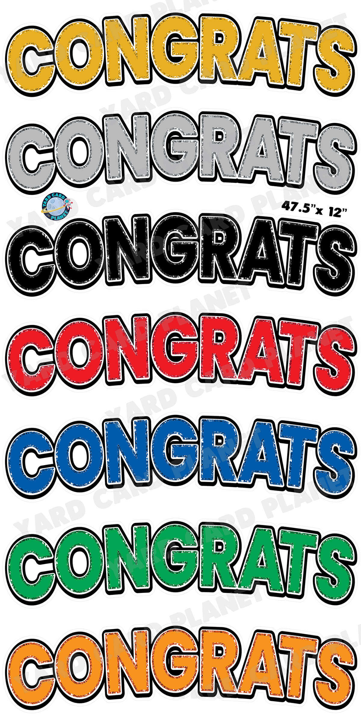 Solid with Glitter Pattern Congrats EZ Quick Signs Yard Card Flair Set
