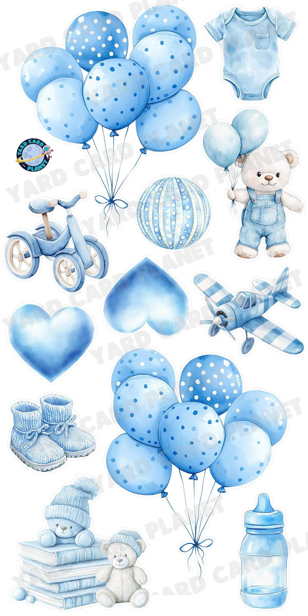 Soft Watercolor Baby Boy Yard Card Flair Set