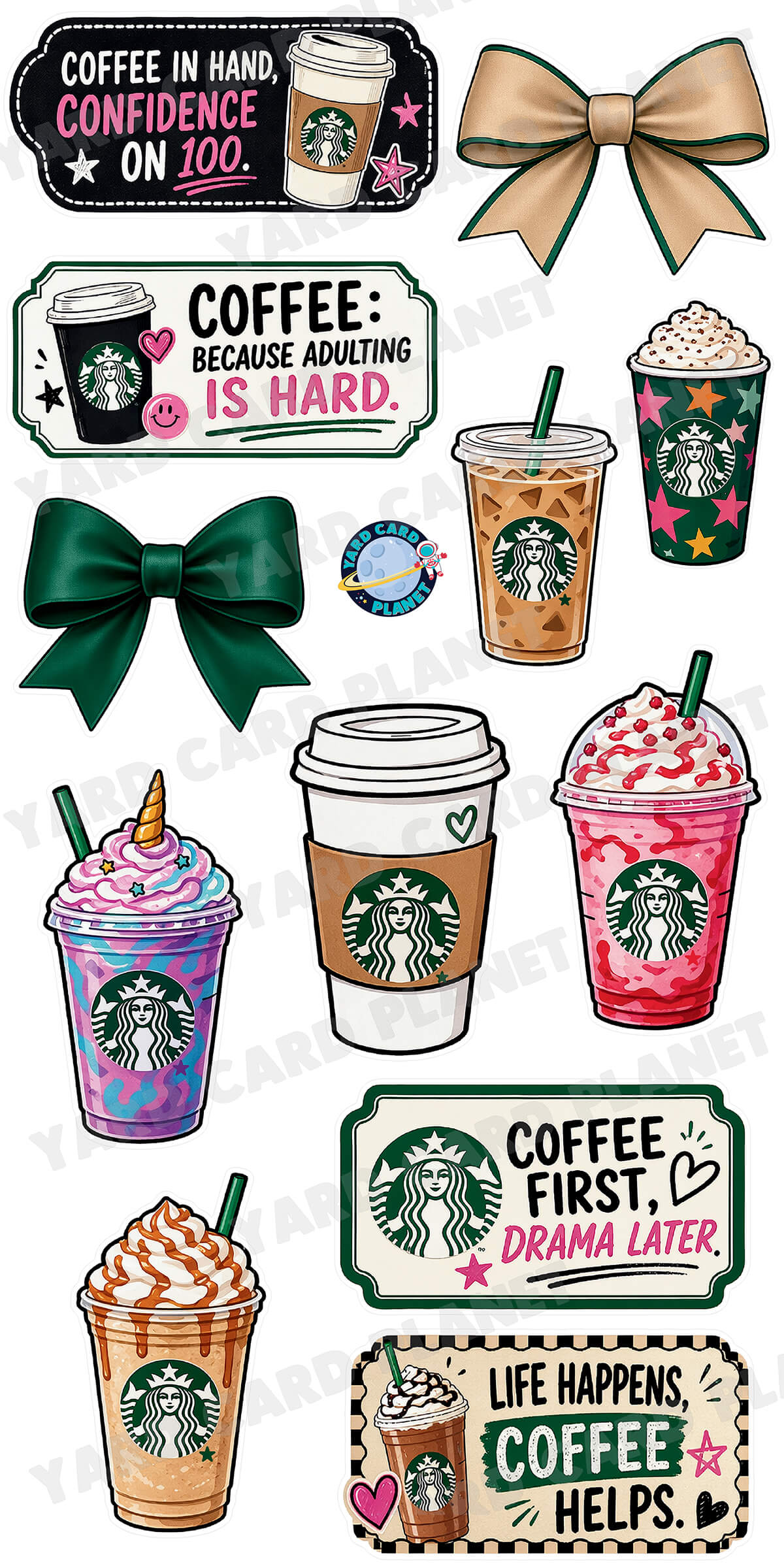 Coffee Lover Signs and Yard Card Flair Set