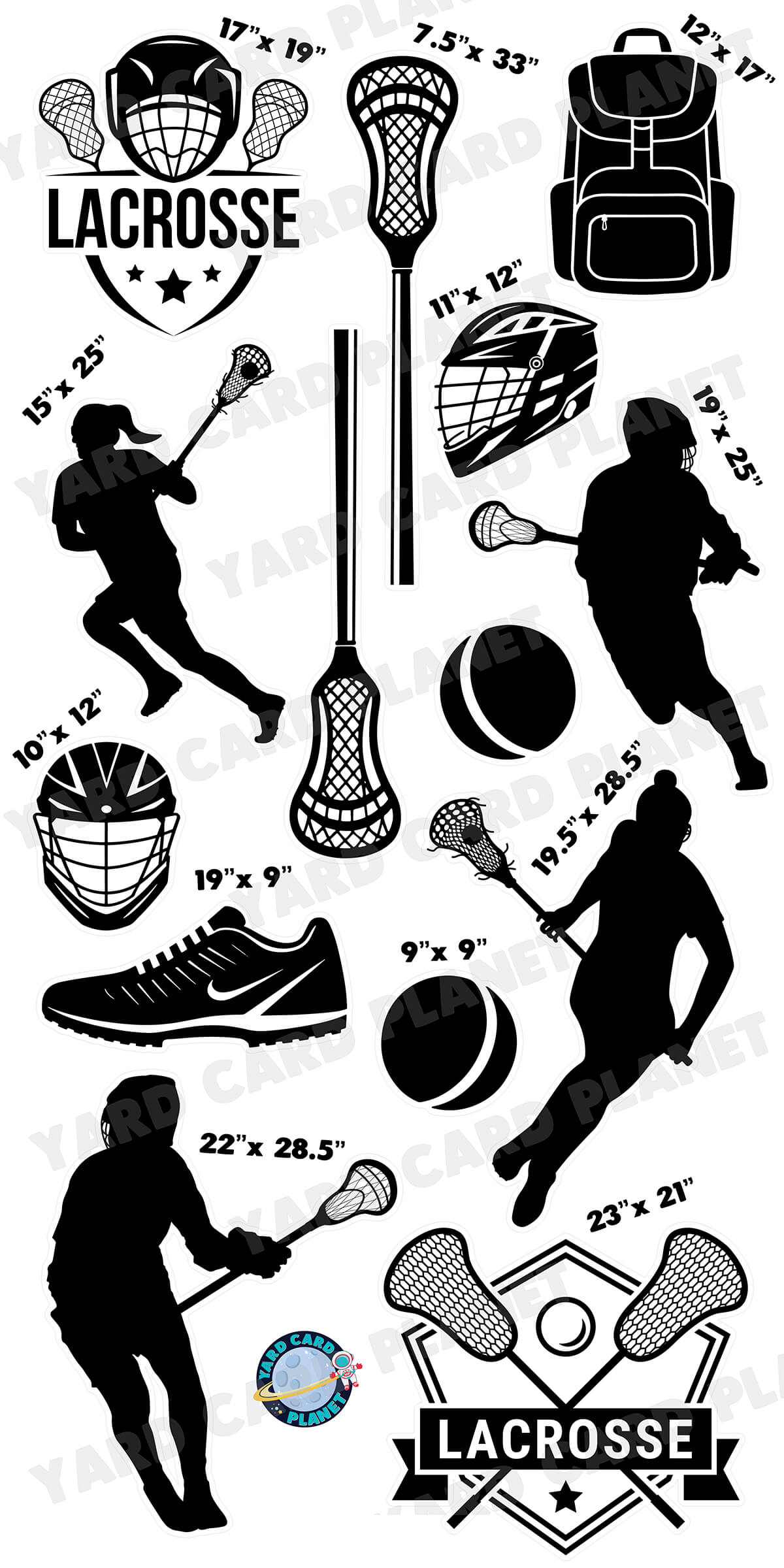 Lacrosse Silhouette Yard Card Flair Set