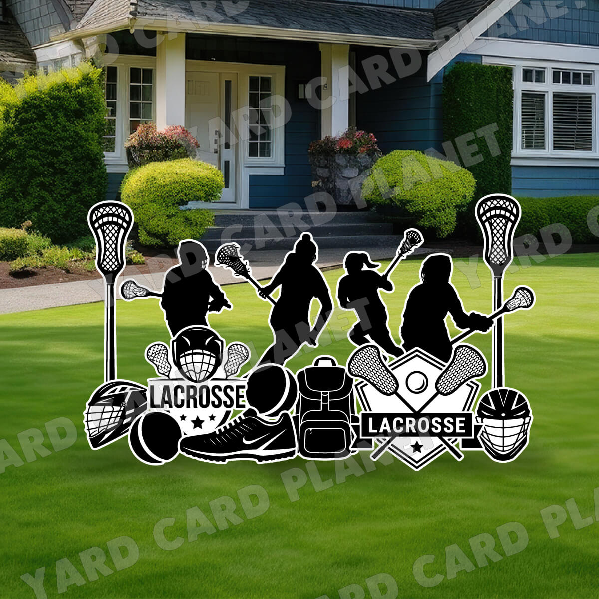 Lacrosse Silhouette Yard Card Flair Set