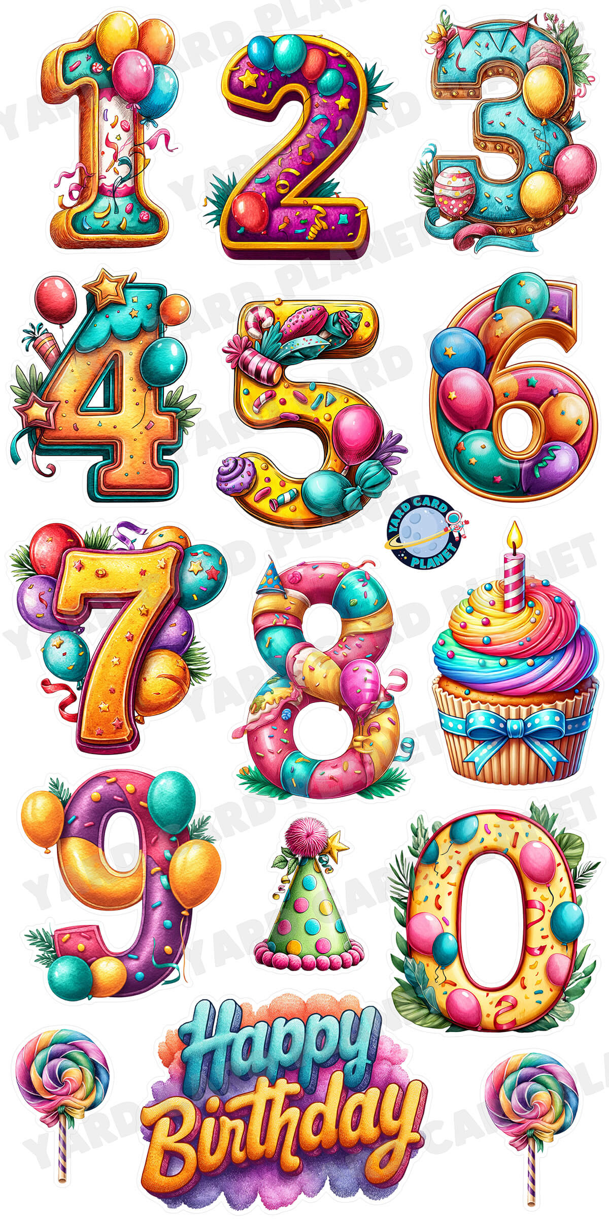 Festive Birthday Candles with Matching Yard Card Flair Set