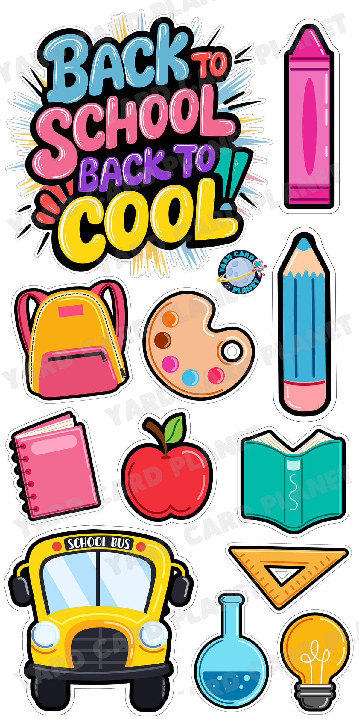 Back To Cool School EZ Quick Sign and Yard Card Flair Set