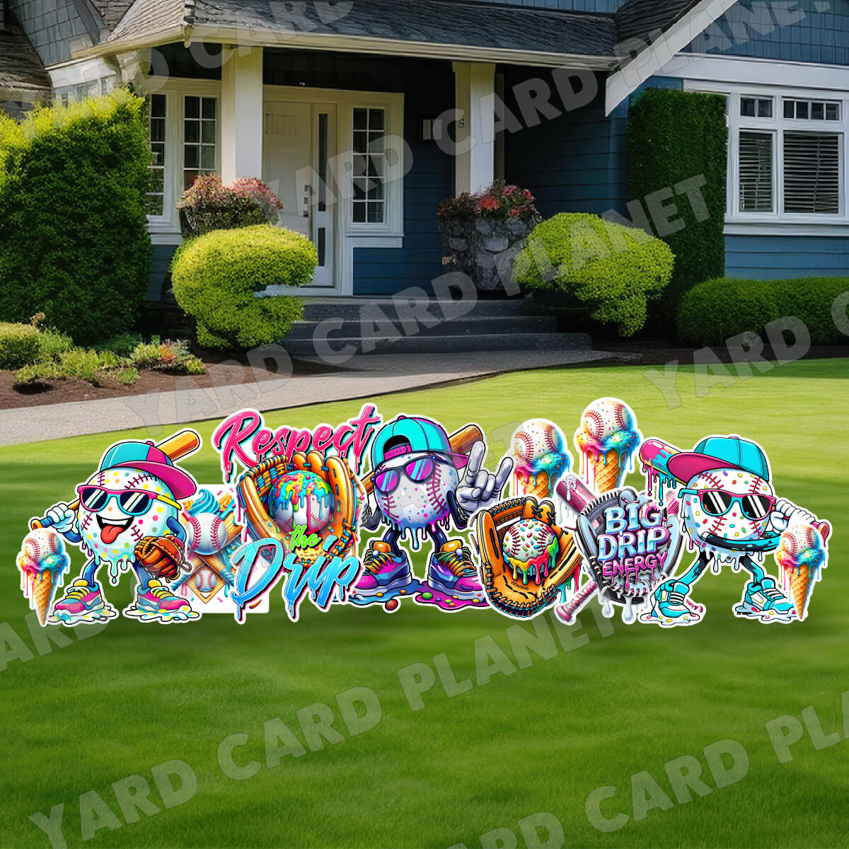 Baseball Ice Cream Yard Card Flair Set