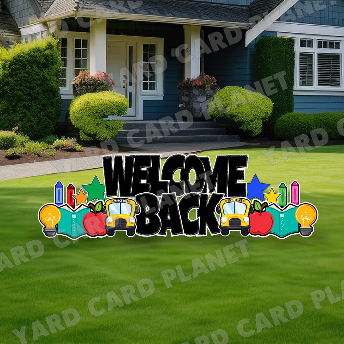 18" Welcome Back EZ Quick Set in Luckiest Guy Font with Matching School Yard Card Flair Set