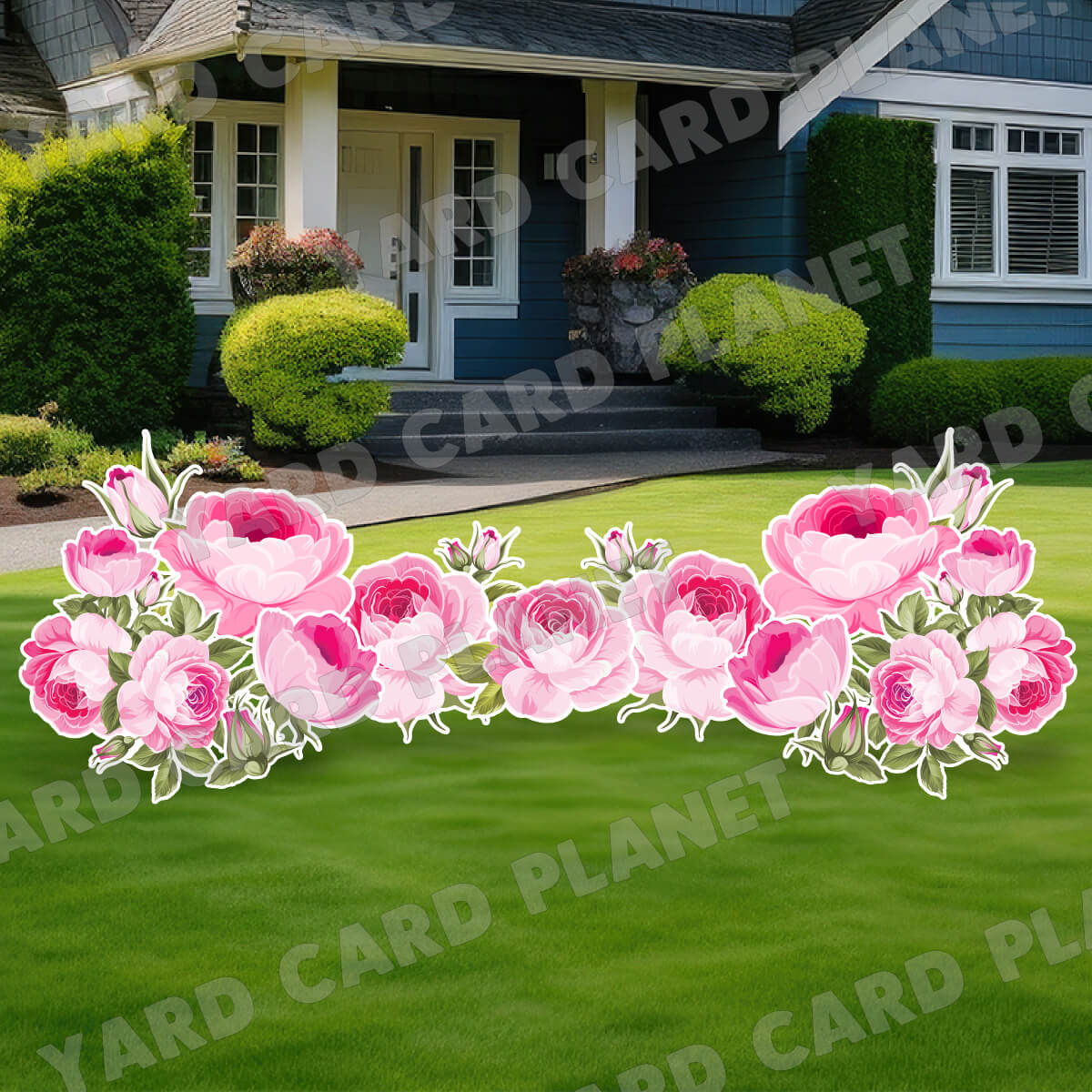 Elegant Pink Roses Yard Card Flair Set