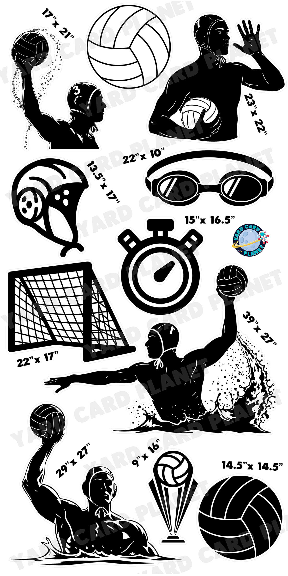 Water Polo Silhouette Yard Card Flair Set