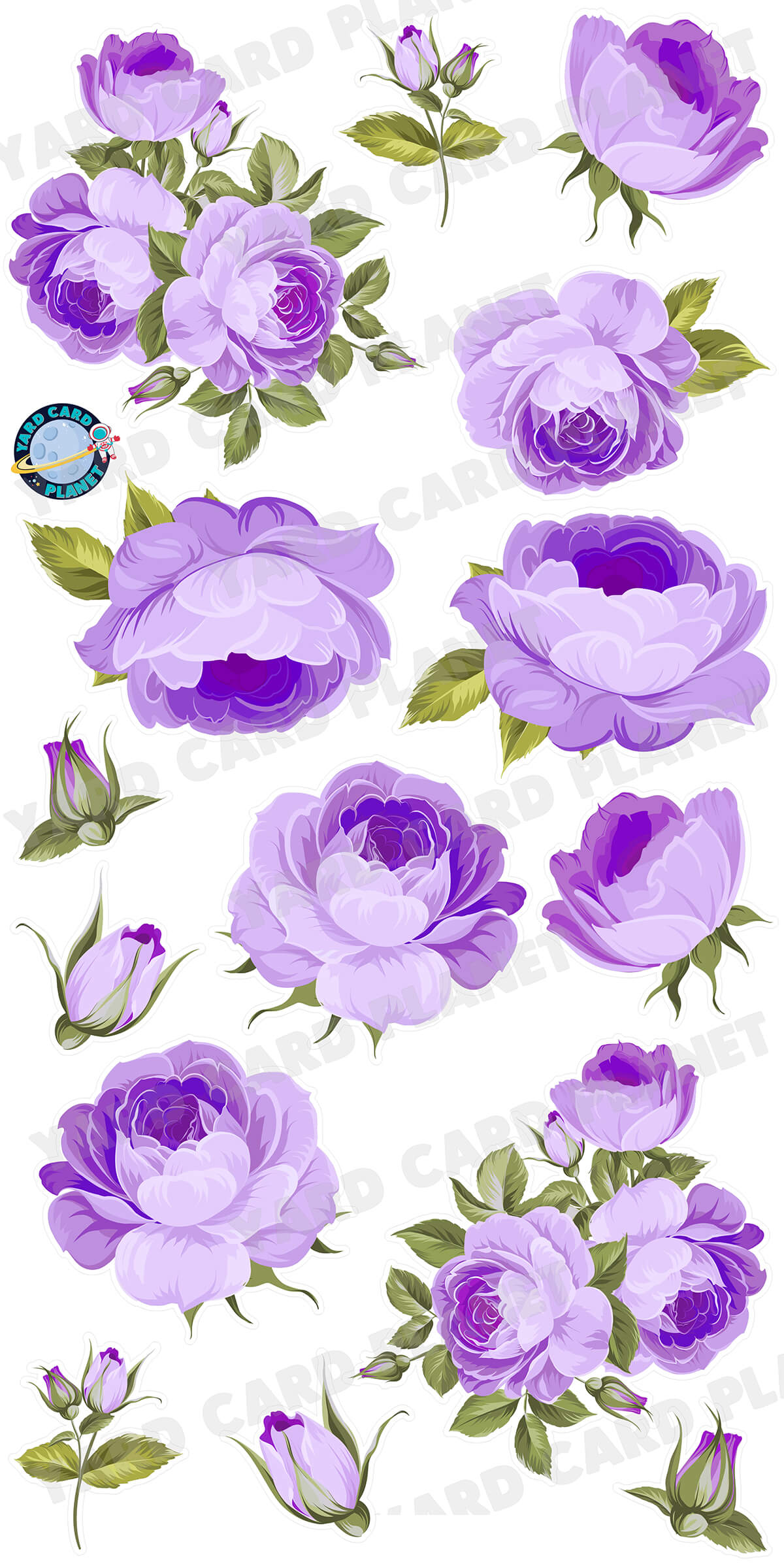 Elegant Purple Roses Yard Card Flair Set