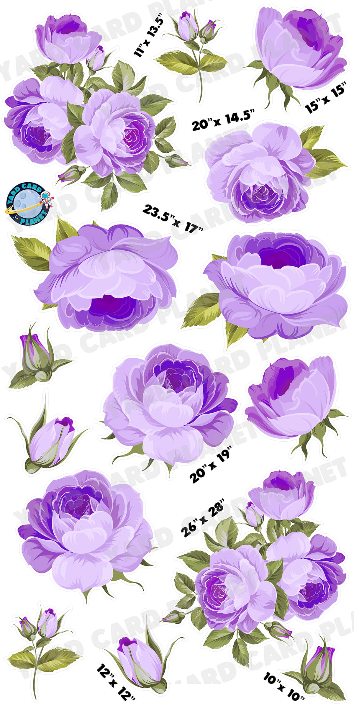 Elegant Purple Roses Yard Card Flair Set