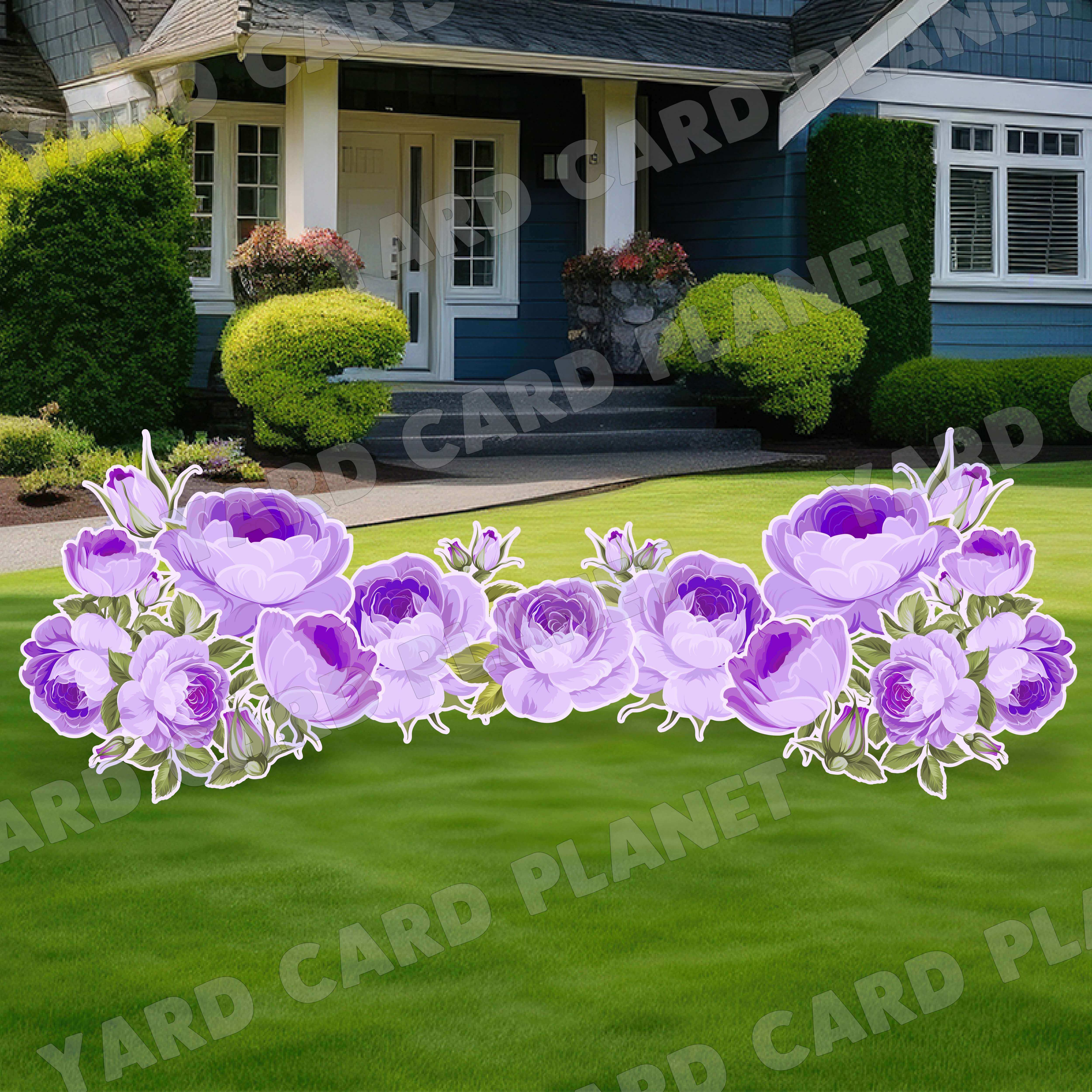 Elegant Purple Roses Yard Card Flair Set