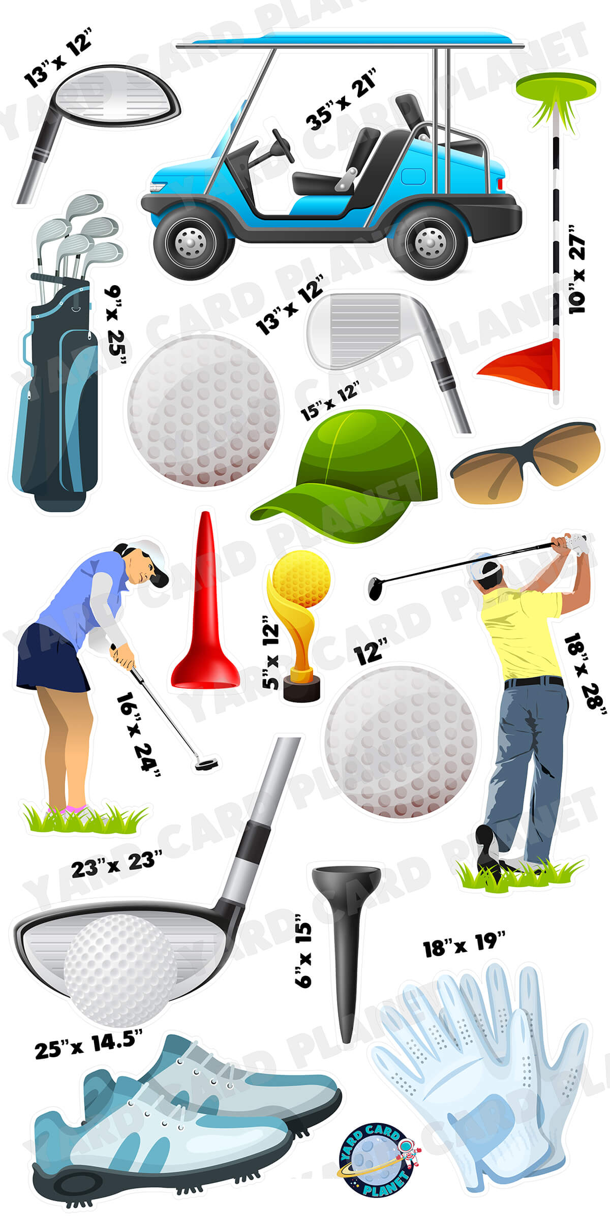 Golf Yard Card Flair Set