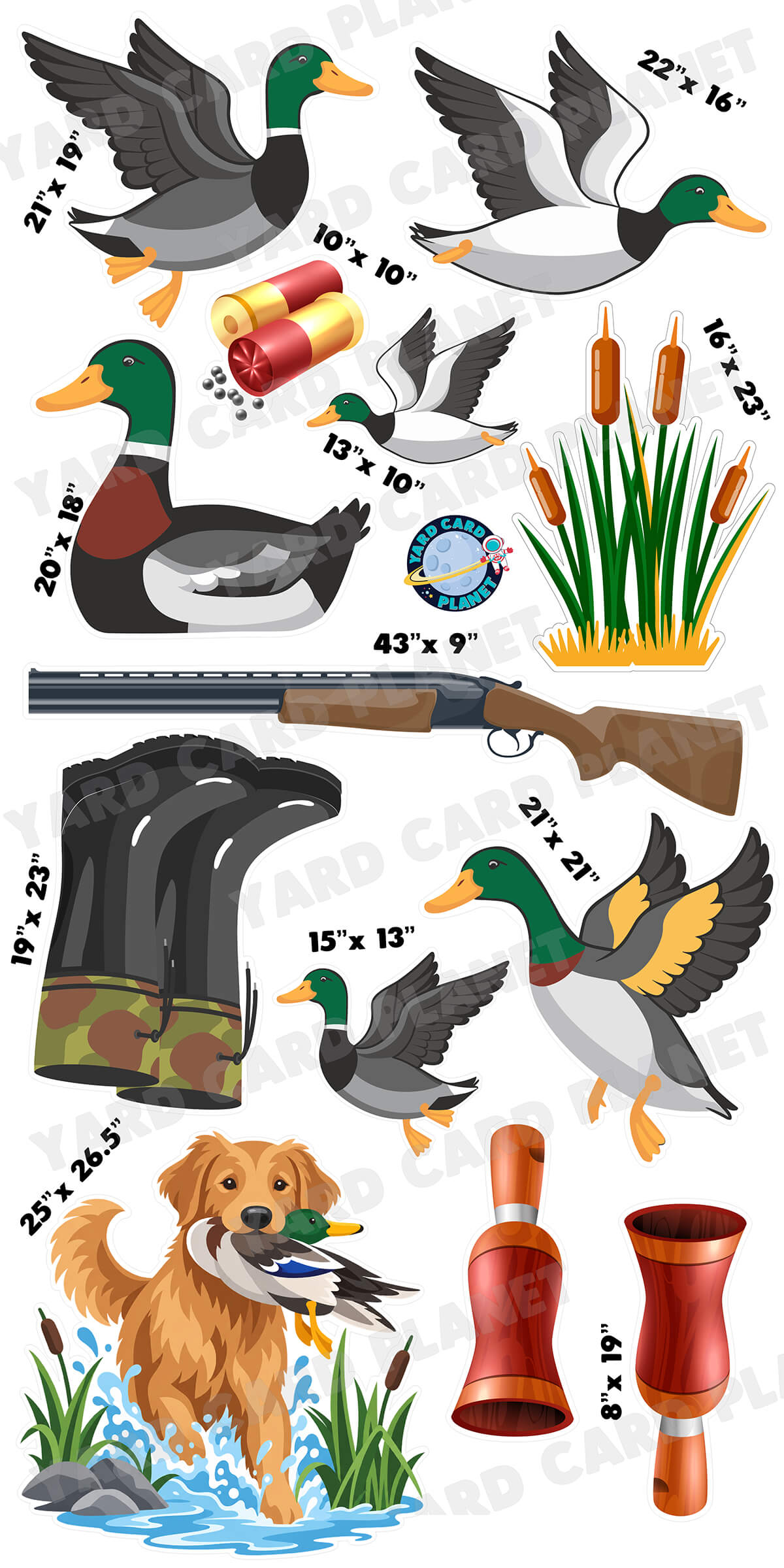 Duck Hunting Yard Card Flair Set