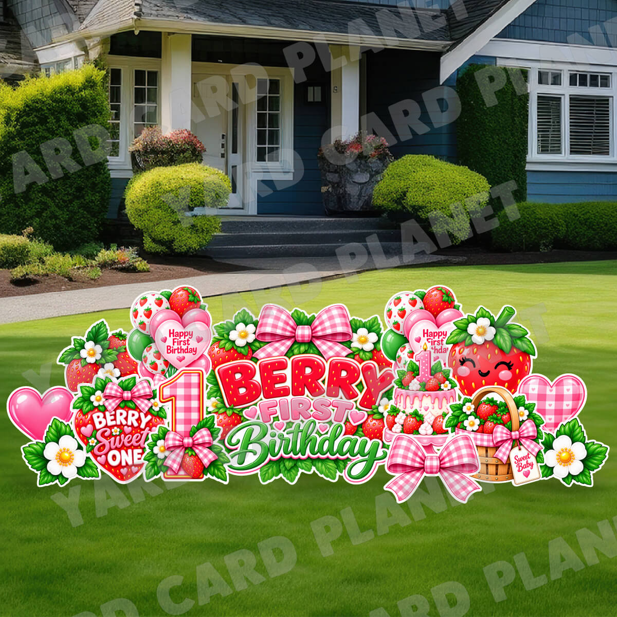 Berry First Birthday EZ Quick Sign and Yard Card Flair Set